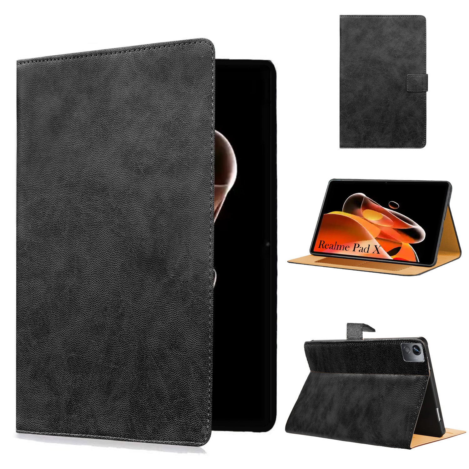 For Realme Pad X 11 Inch  RMP2107/P2108 Flip Cover Folio Cover(PU Leather | Multi-Angle Smart Stand | Card Storage Slots | Silicone Back Pouch)
