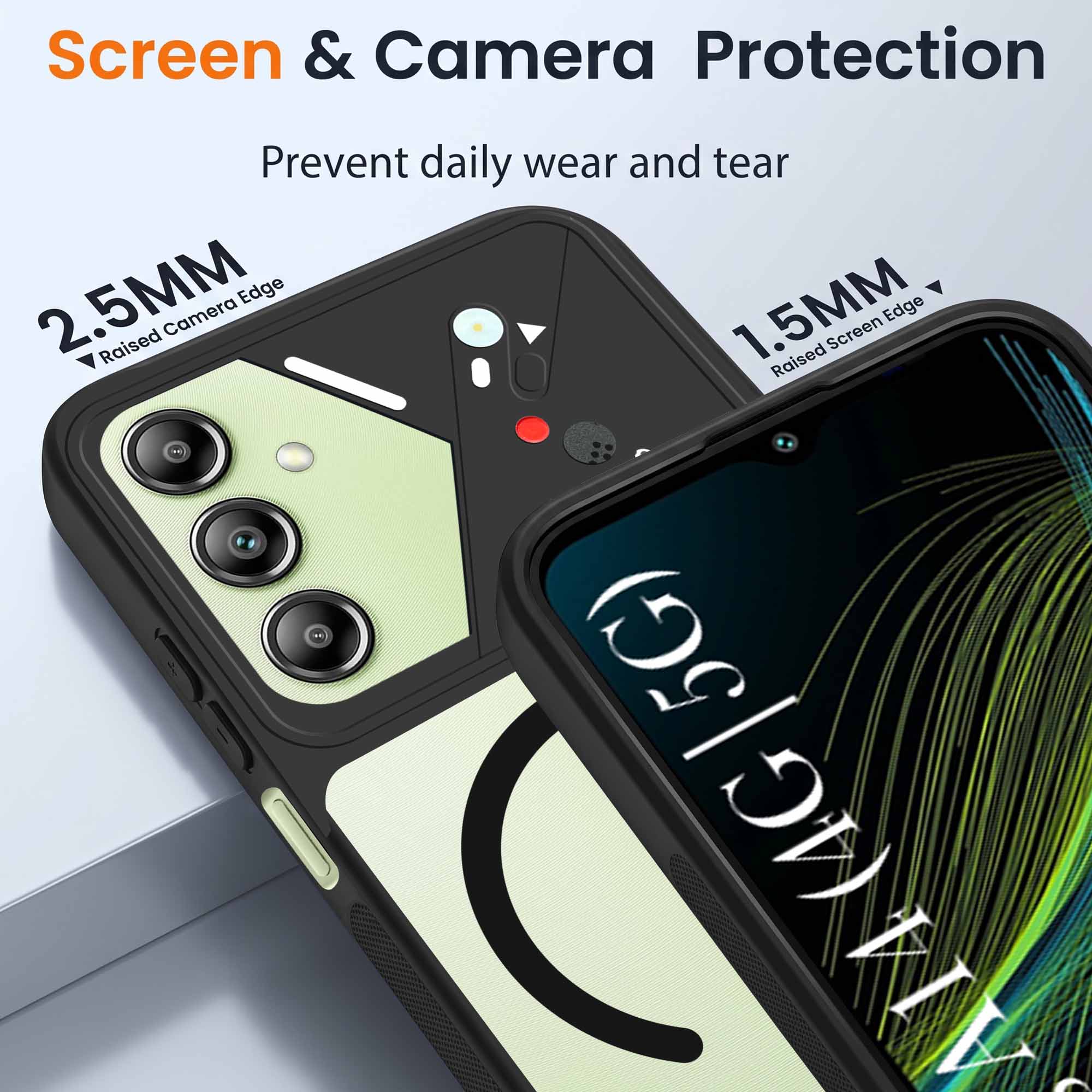 For Samsung Galaxy A14 4G | 5G Back Cover Case Lifetime Anti-Yellow Clear (Camera Protection | Side Grip | Wireless MagSafe Compatible)