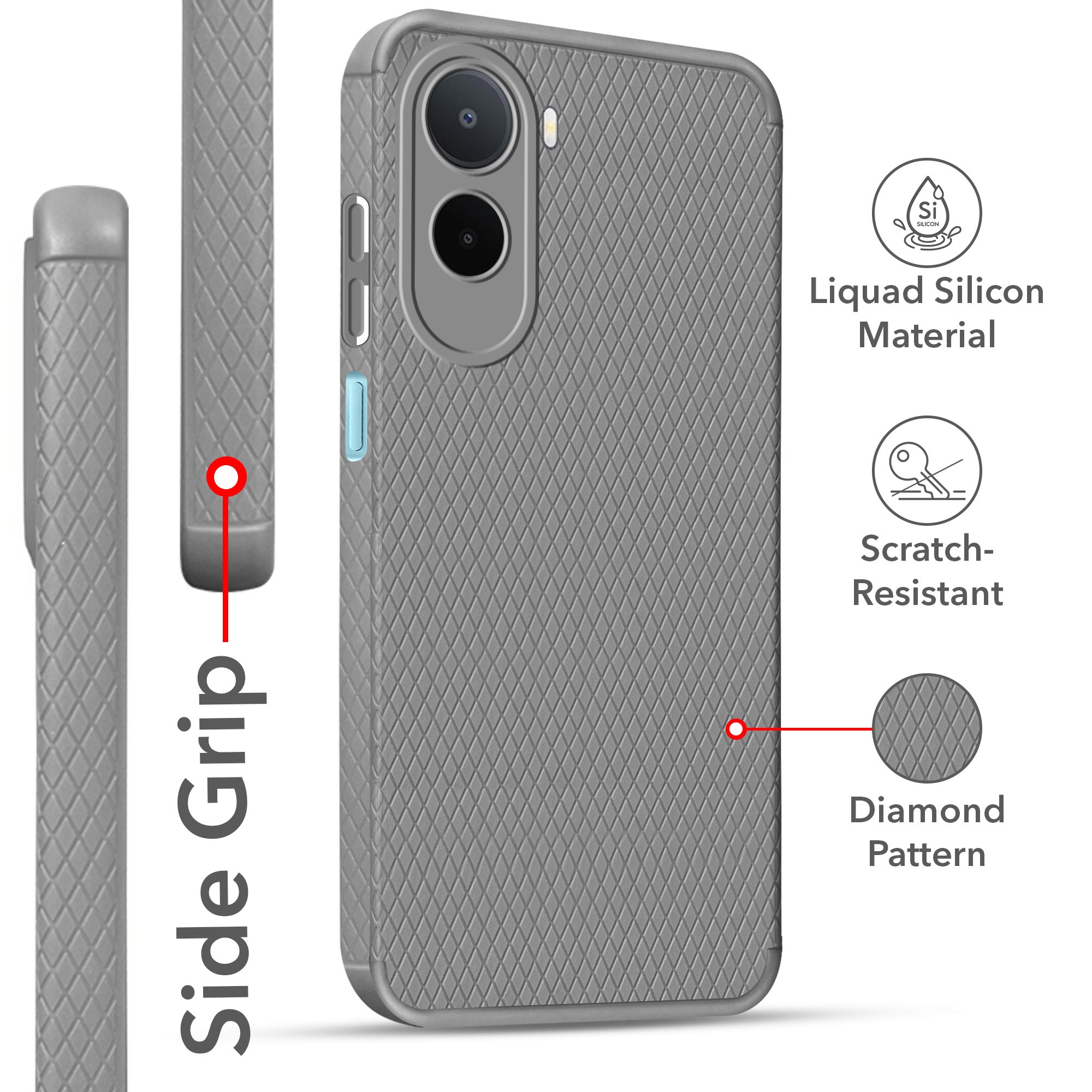 For Poco C85x 5G Back Cover Case Liquid Silicone (Camera Protection | Side Grip Texture | Soft and Flexible)