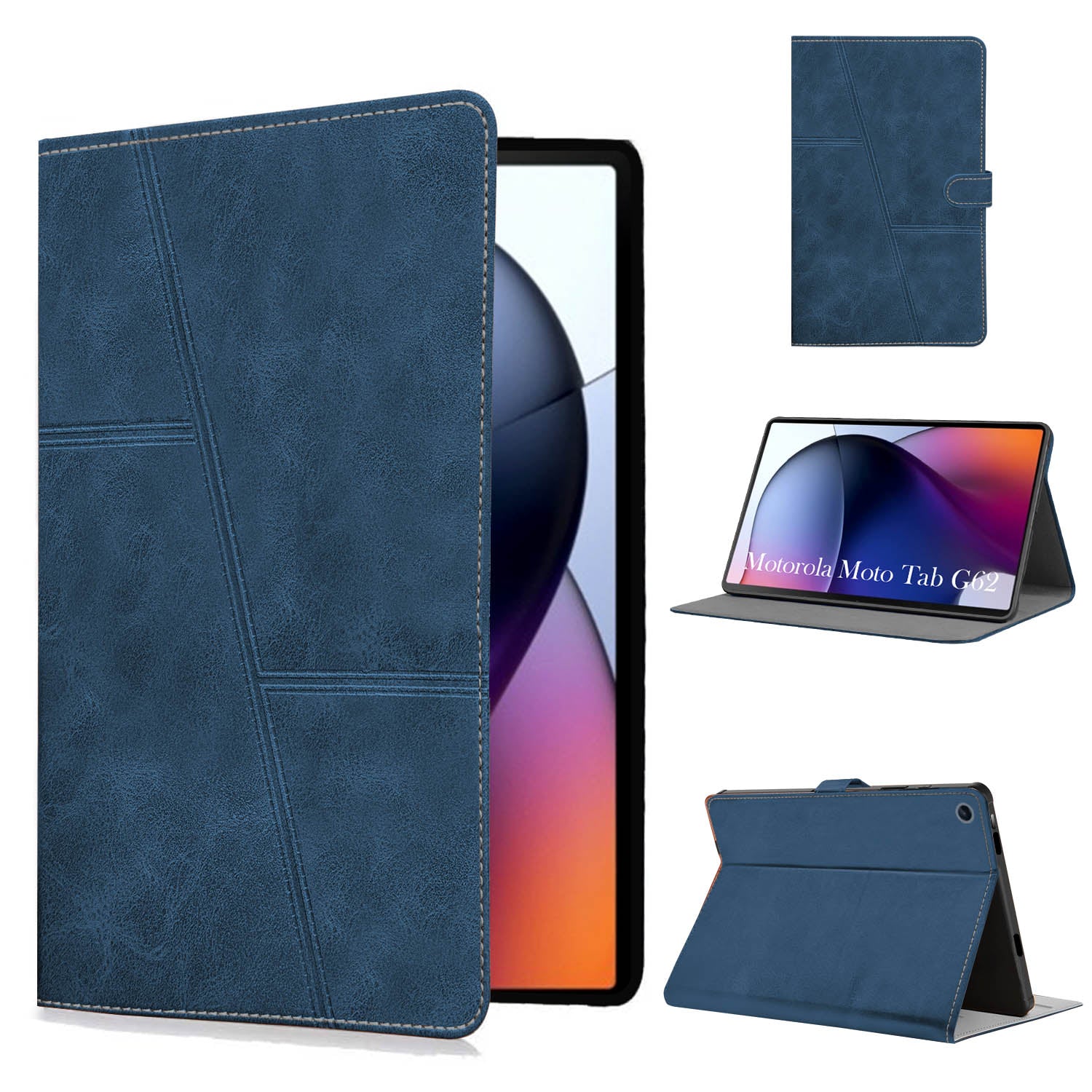 For Flip Cover Folio Case  Motorola Moto Tab G62 10 Inch (PU Leather | Multi-Angle Smart Stand | Card Storage Slots | Silicone Back Pouch)