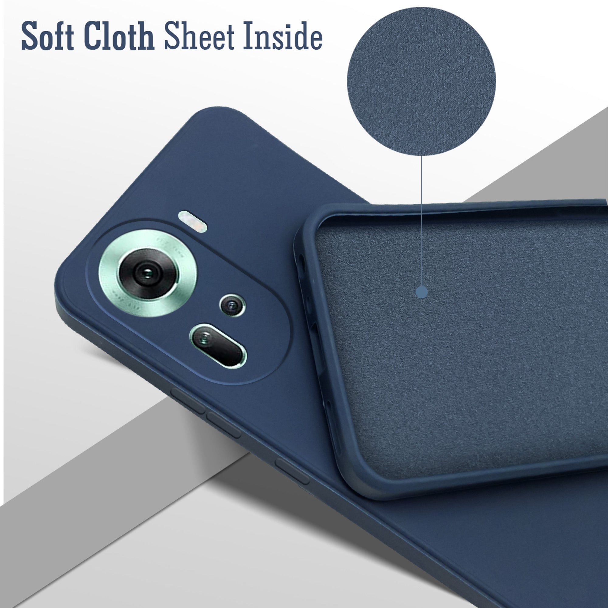For Oppo Reno11 5G Back Cover Case (Matte Finish Silicone with Inside Fiber cloth)