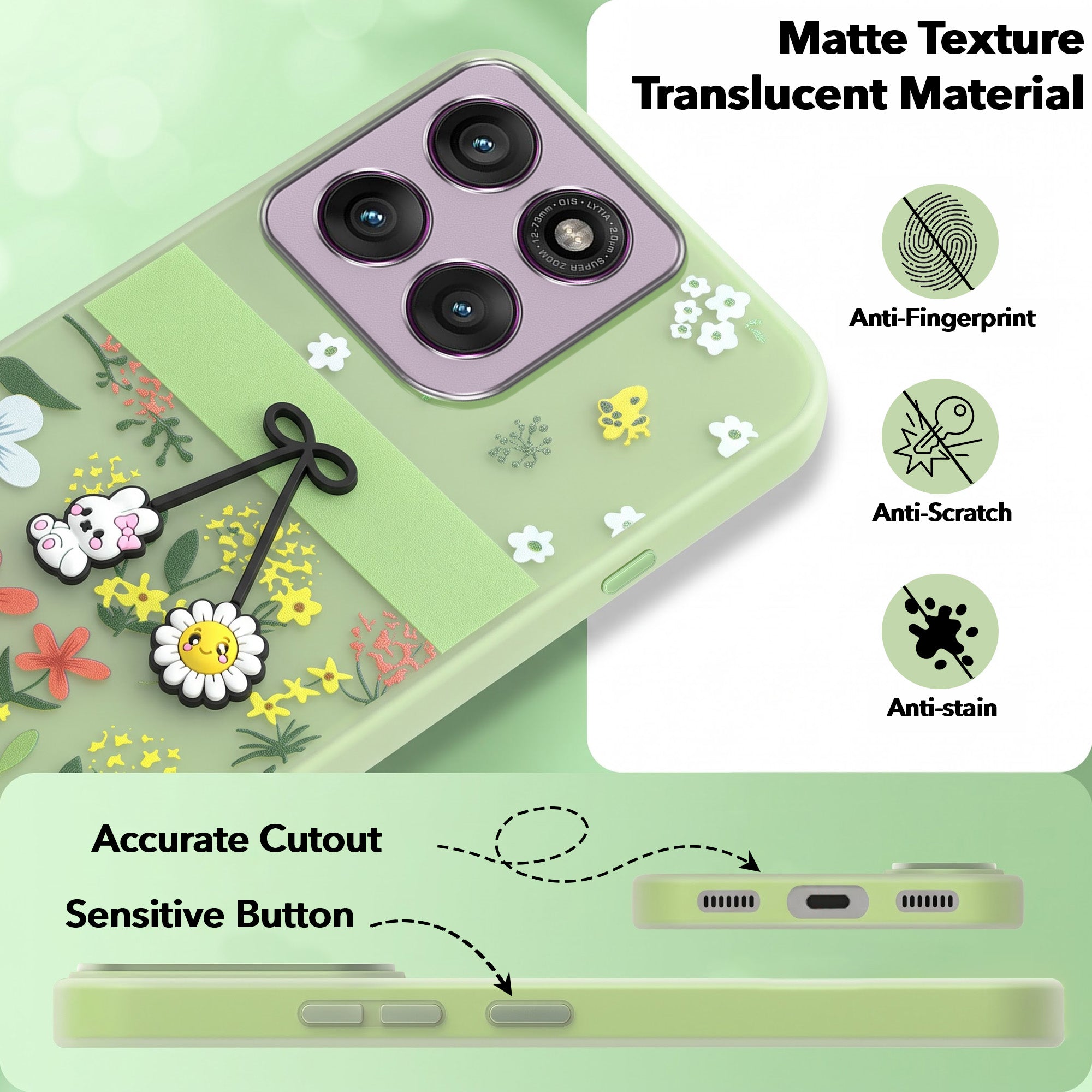 For Motorola Moto Edge 60 Pro Back Cover Case (3D Cute Cartoons | Hard Back Side Soft | Matte Premium Finish | HD Printing)