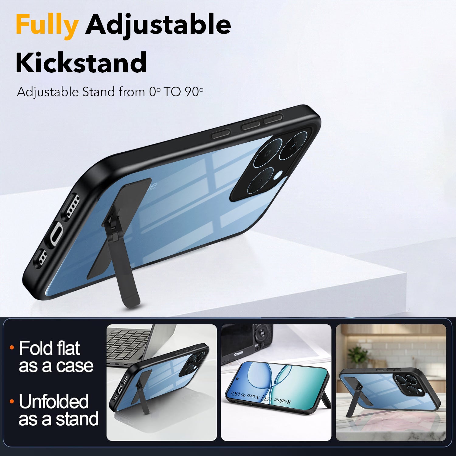 For Realme 15T | Realme Narzo 90 Back Cover Case (Built-in Stand | Lifetime Anti Yellow | Kickstand Shockproof | Camera Protection | MagSafe Compatible)