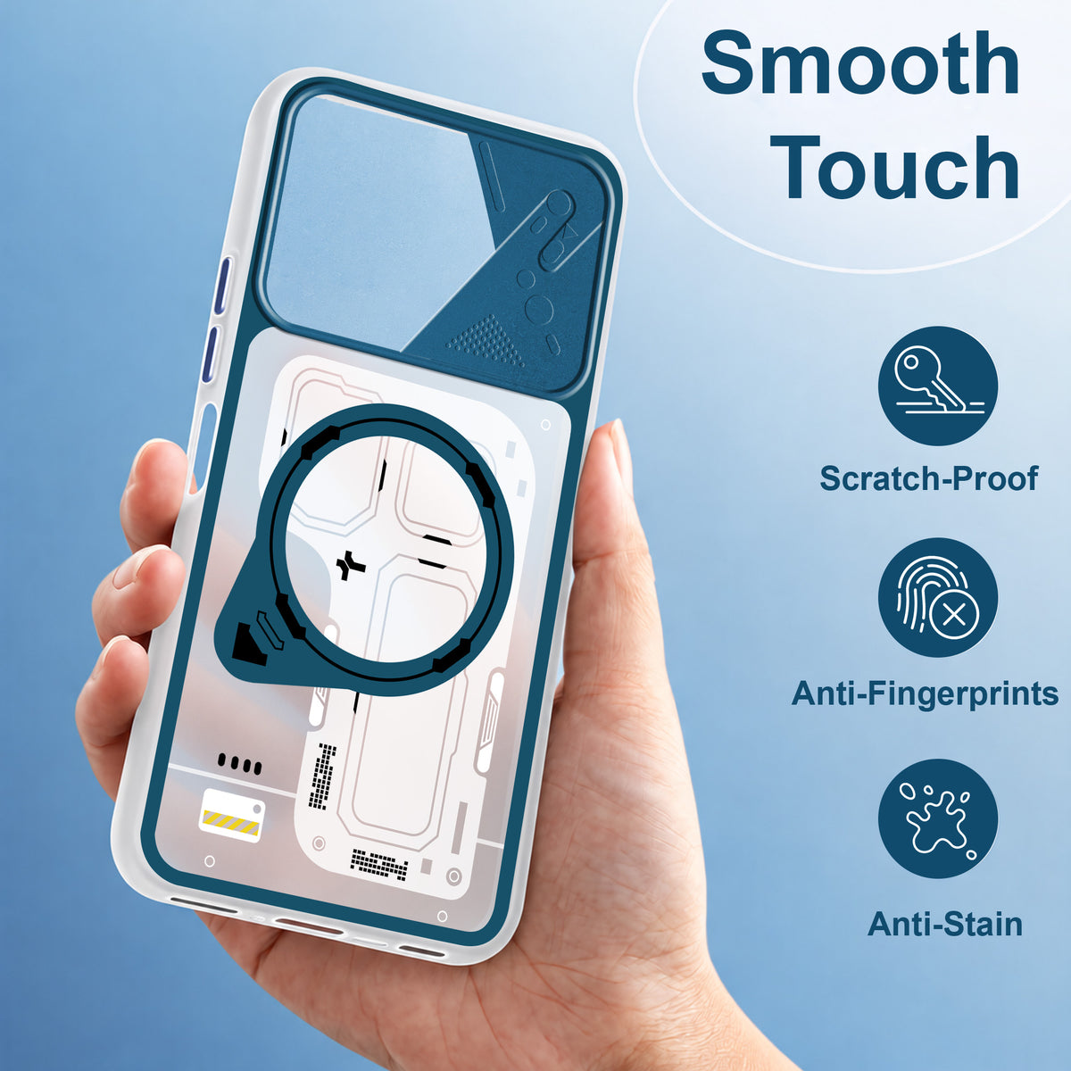 For Poco C81x Metallic Back Cover Case (Metallic Camera Protection & Buttons | Translucent Milky Shade | Hard Polycarbonate)