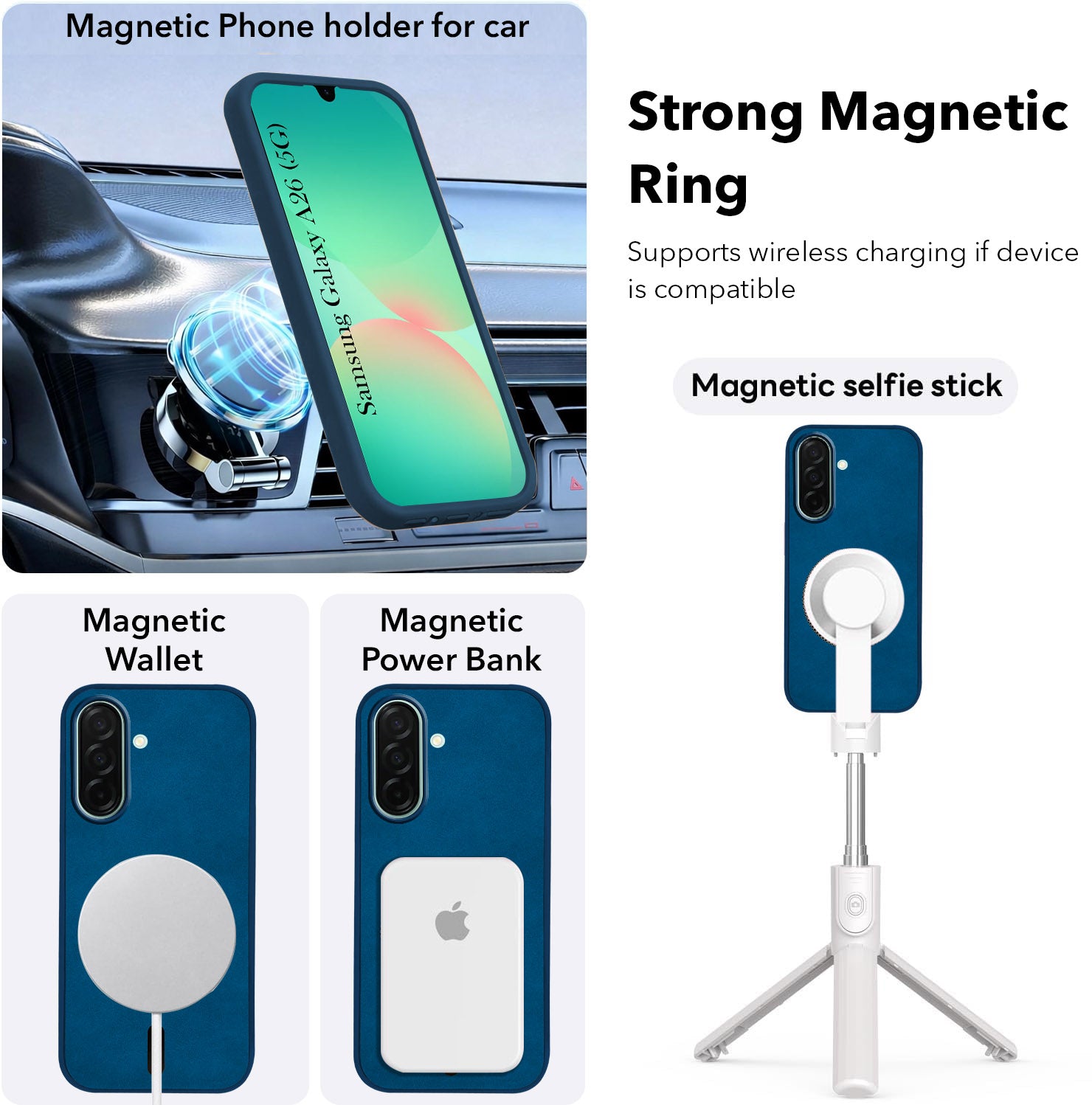 For Samsung Galaxy A26 5G Back Cover Case Leather Finish (MagSafe Compatible Wireless Charging | Soft Touch | Camera Bump Protection)