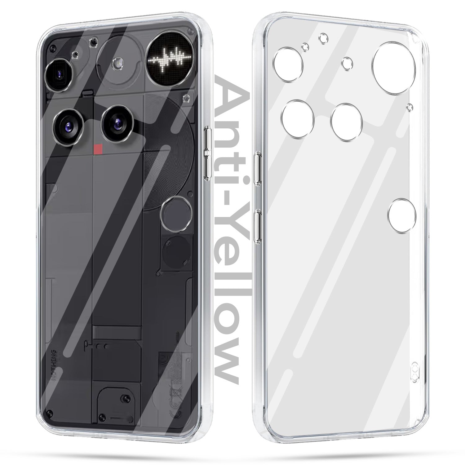 For Nothing Phone 3 Combo with Back Cover and 9H Tempered Glass (Lifetime Anti-Yellow | Sleek Hard Crystal | Oleophobic Coating Screen Glass)