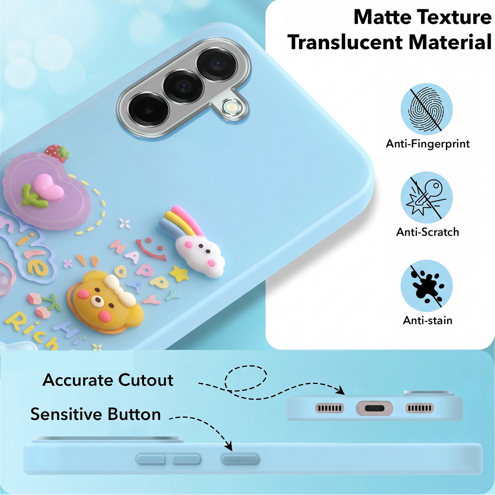 For Samsung Galaxy A26 5G Back Cover Case (3D Cute Cartoons | Hard Back Side Soft | Matte Premium Finish | HD Printing)