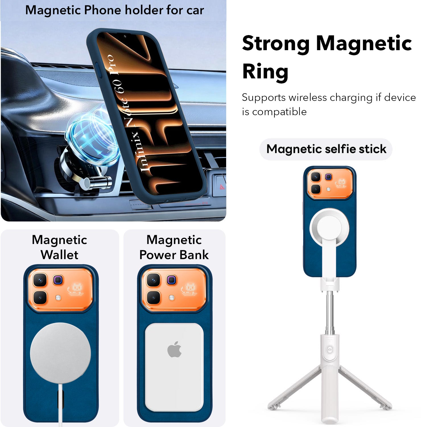 For Infinix Note 60 Pro 5G Back Cover Case Leather Finish (MagSafe Compatible Wireless Charging | Soft Touch | Camera Bump Protection)