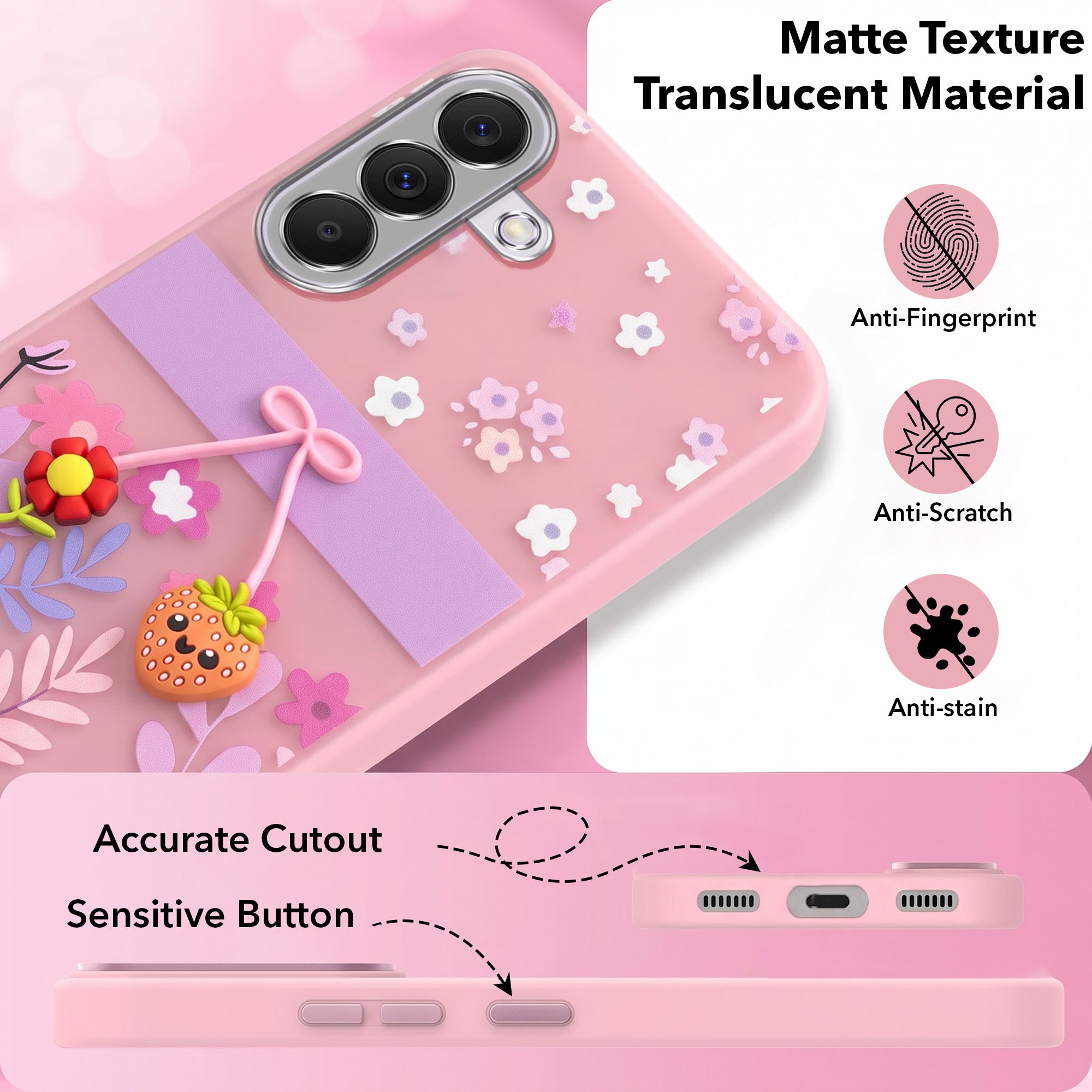 For Samsung Galaxy A37 5G Back Cover Case (3D Cute Cartoons | Hard Back Side Soft | Matte Premium Finish | HD Printing)