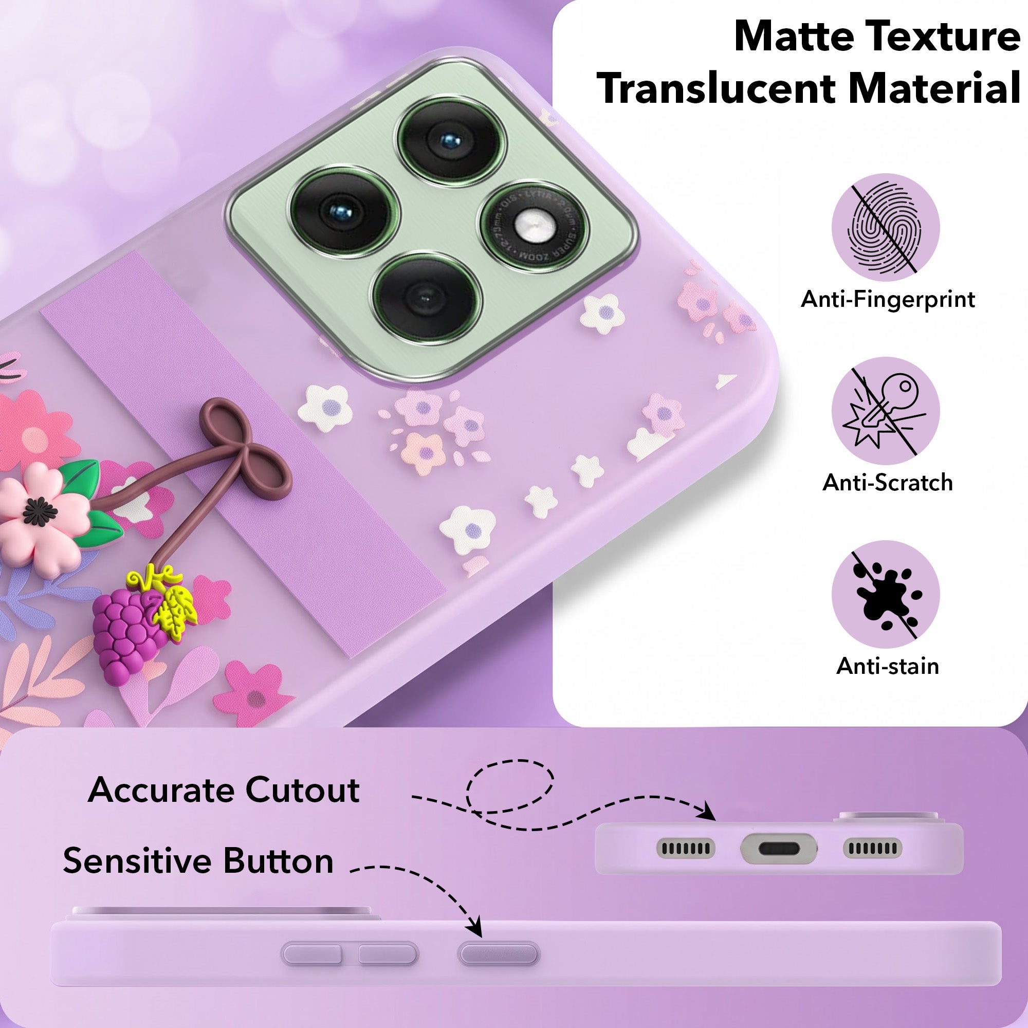 For Motorola Moto Edge 60 Back Cover Case (3D Cute Cartoons | Hard Back Side Soft | Matte Premium Finish | HD Printing)