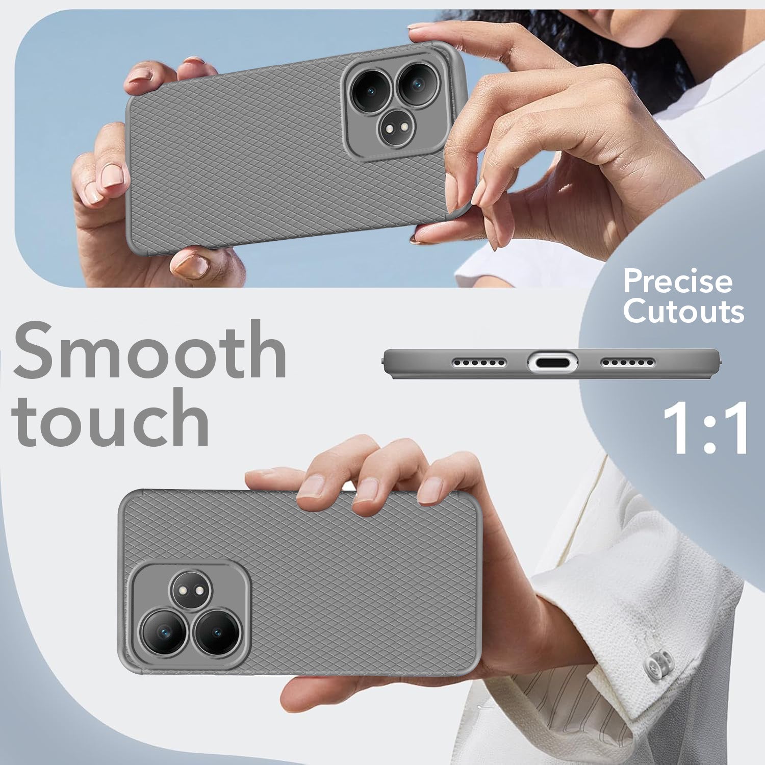 For Realme  GT 6 | GT 6T 5G Back Cover Case (Liquid Silicone | Side Grip | Camera Protection)