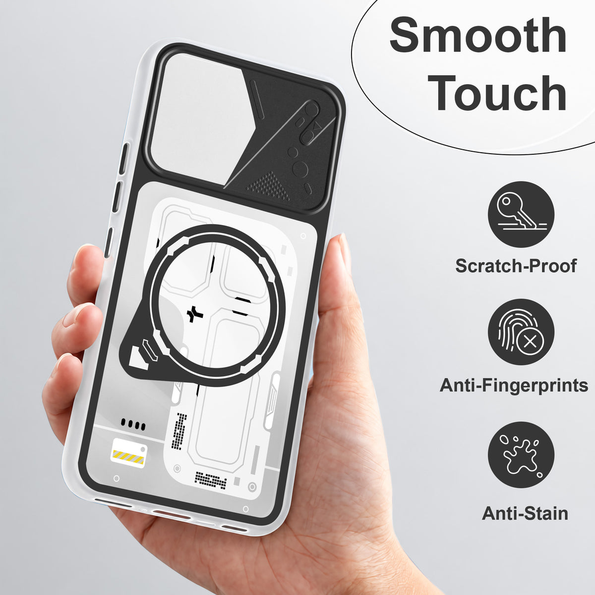 For Oppo F33 Pro 5G Metallic Back Cover Case (Metallic Camera Protection & Buttons | Translucent Milky Shade | Hard Polycarbonate)