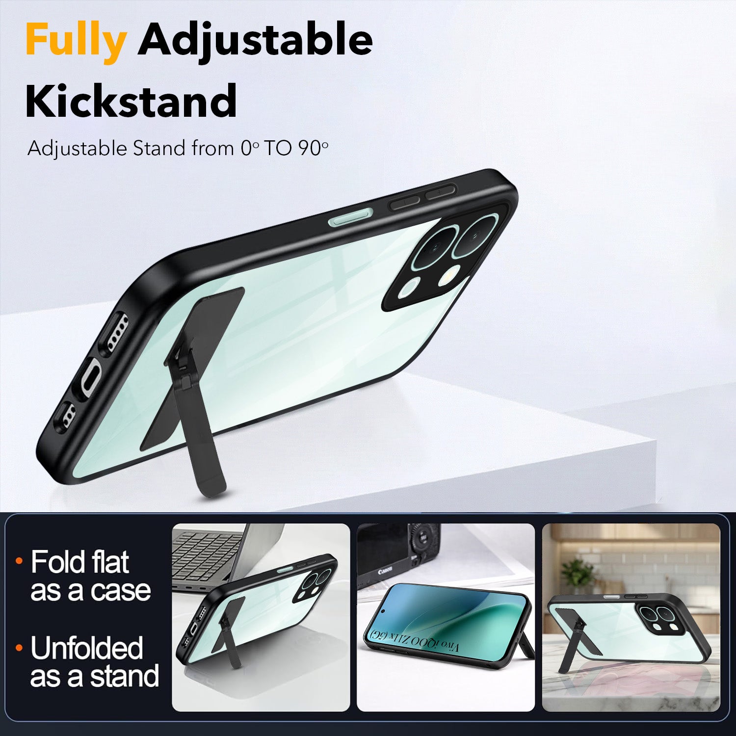 For Vivo iQOO Z11x 5G Back Cover Case (Built-in Stand | Lifetime Anti Yellow | Kickstand Shockproof | Camera Protection | MagSafe Compatible)