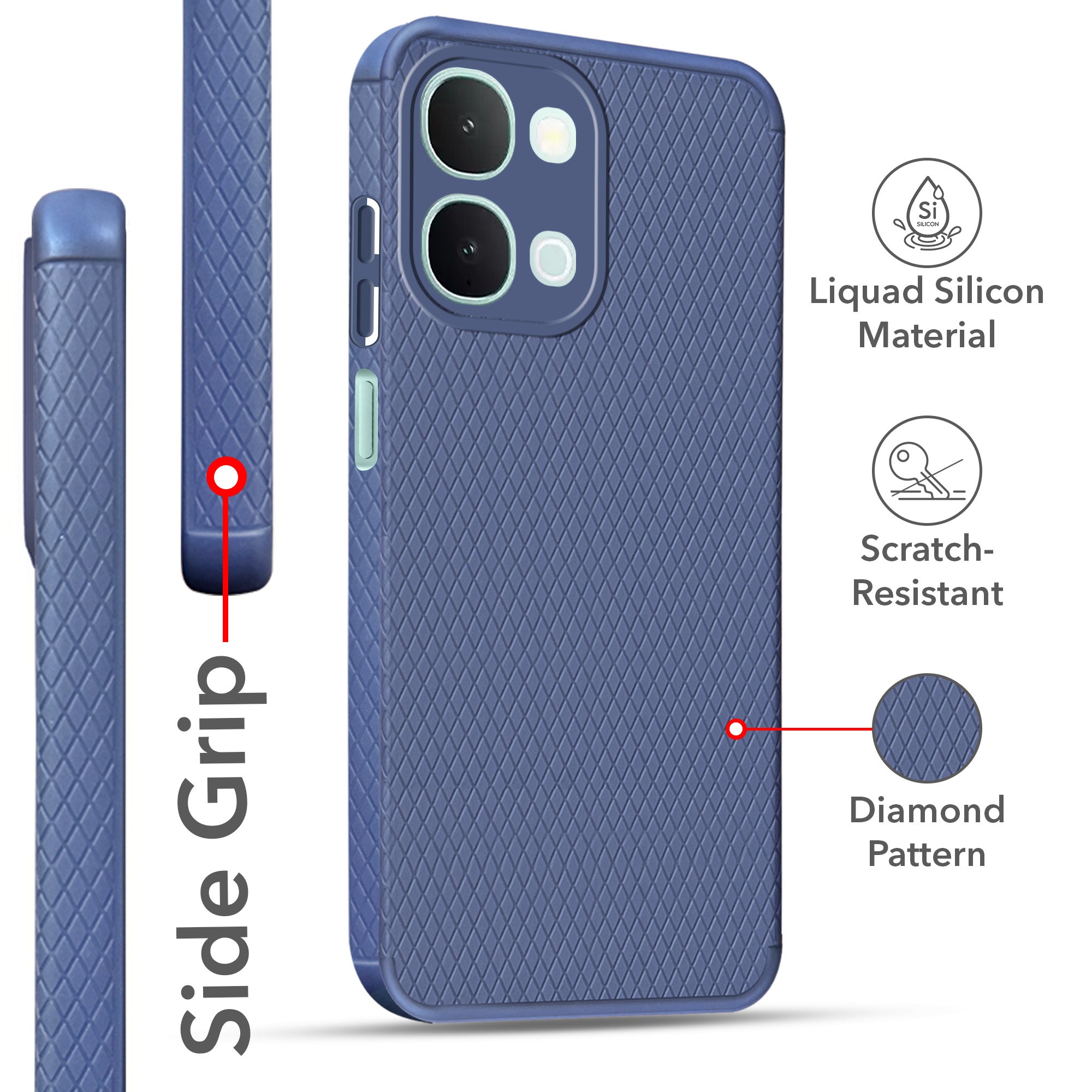 For Vivo iQOO Z11x 5G Back Cover Case Liquid Silicone (Camera Protection | Side Grip Texture | Soft and Flexible)
