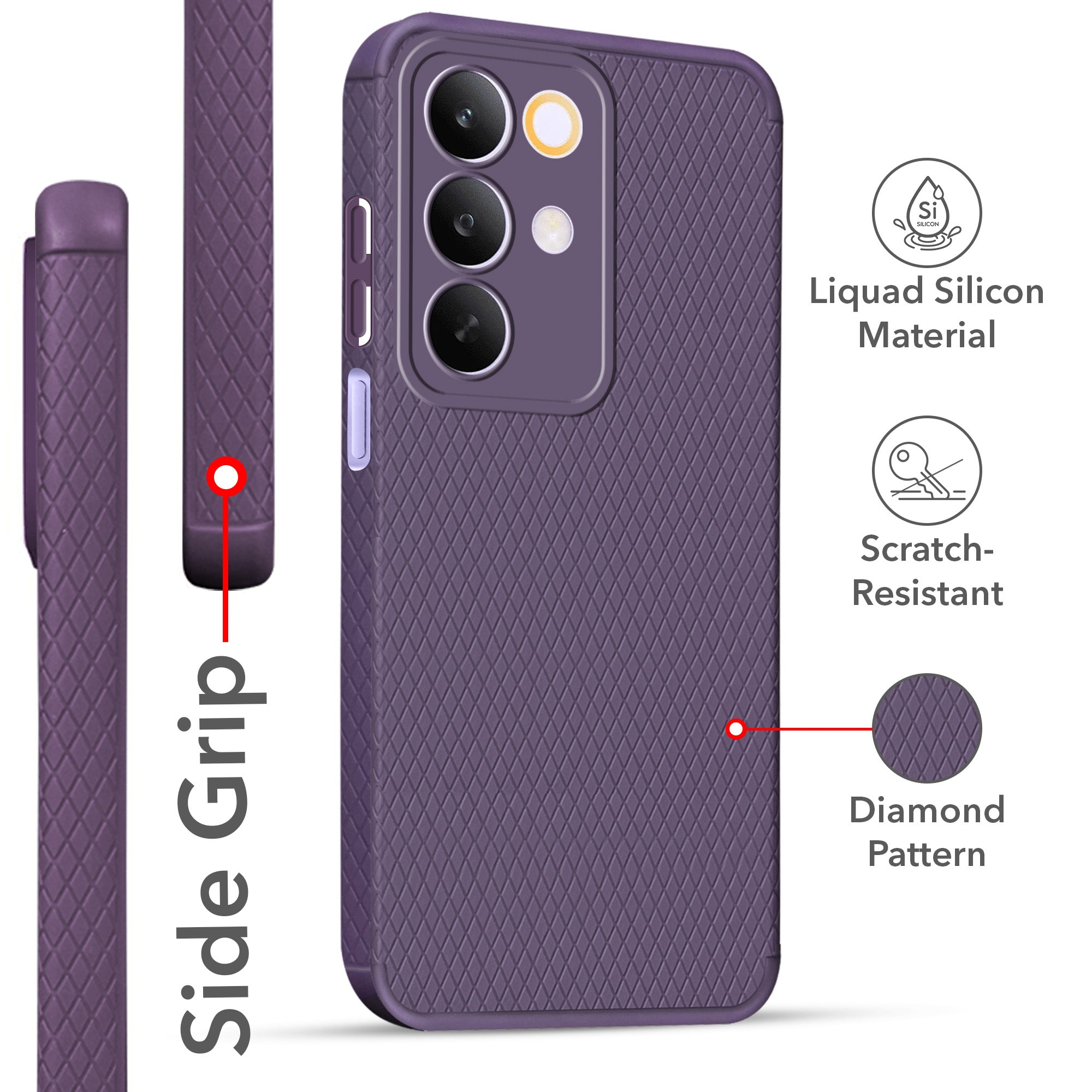 For Realme C85 5G | Realme Narzo 90x Back Cover Case Liquid Silicone (Camera Protection | Side Grip Texture | Soft and Flexible)