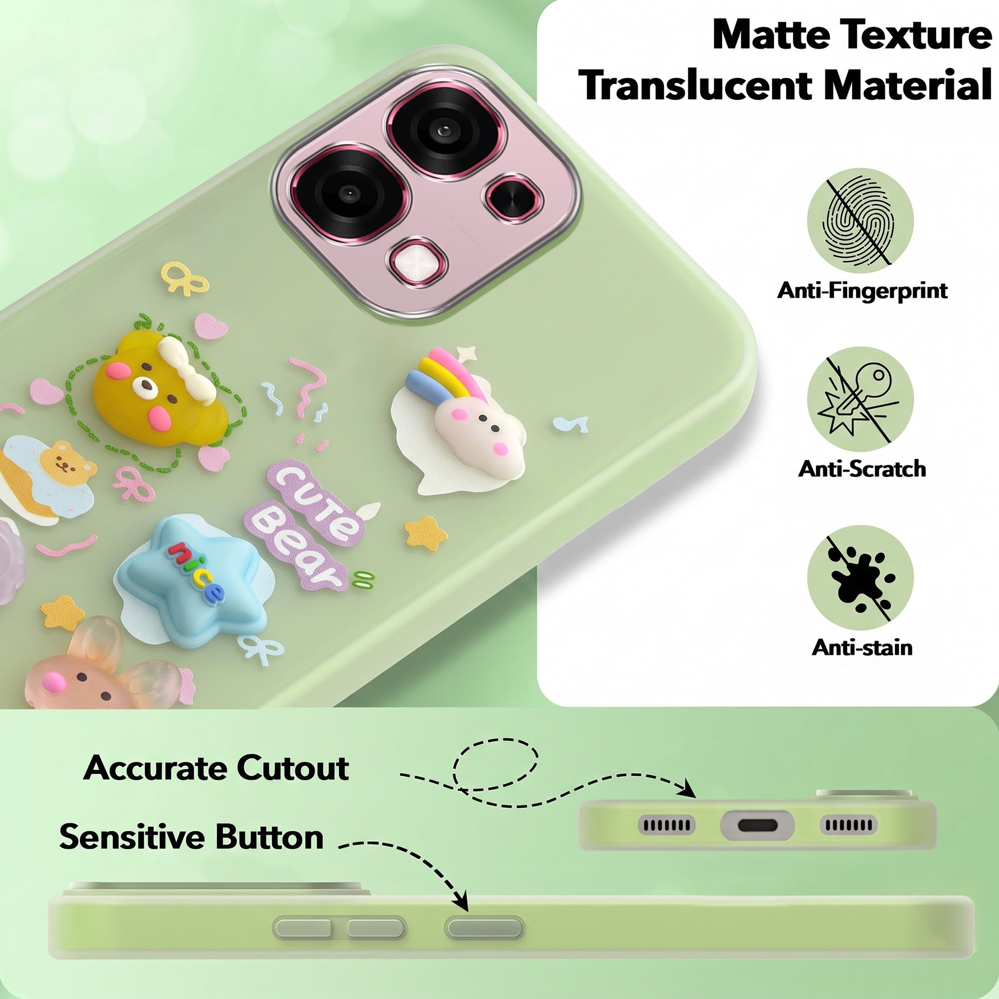 For Oppo F31 5G | Oppo F33 5G Back Cover Case (3D Cute Cartoons | Hard Back Side Soft | Matte Premium Finish | HD Printing)
