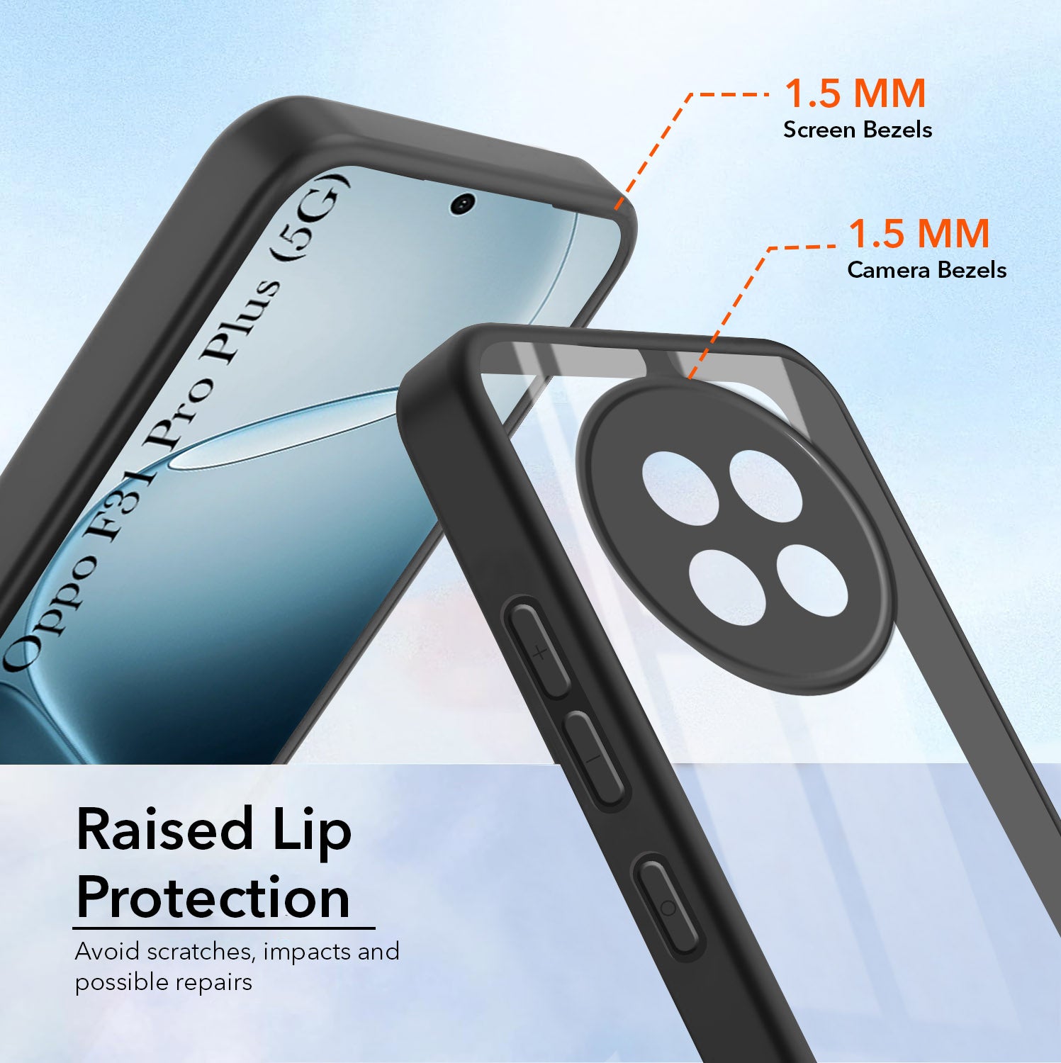 For Oppo F31 Pro Plus Combo with Back Cover and 9H Tempered Glass (Lifetime Anti-Yellow | Crystal Clear Shockproof | Oleophobic Coating Screen Glass)