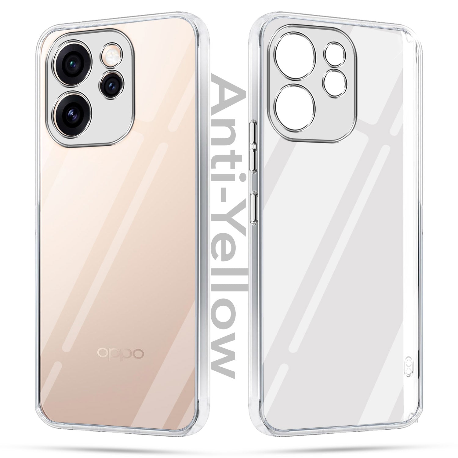 For Oppo Reno15 Pro 5G | Oppo Reno 15 Pro 5G Combo with Back Cover and 9H Tempered Glass (Lifetime Anti-Yellow | Sleek Hard Crystal | Oleophobic Coating Screen Glass)