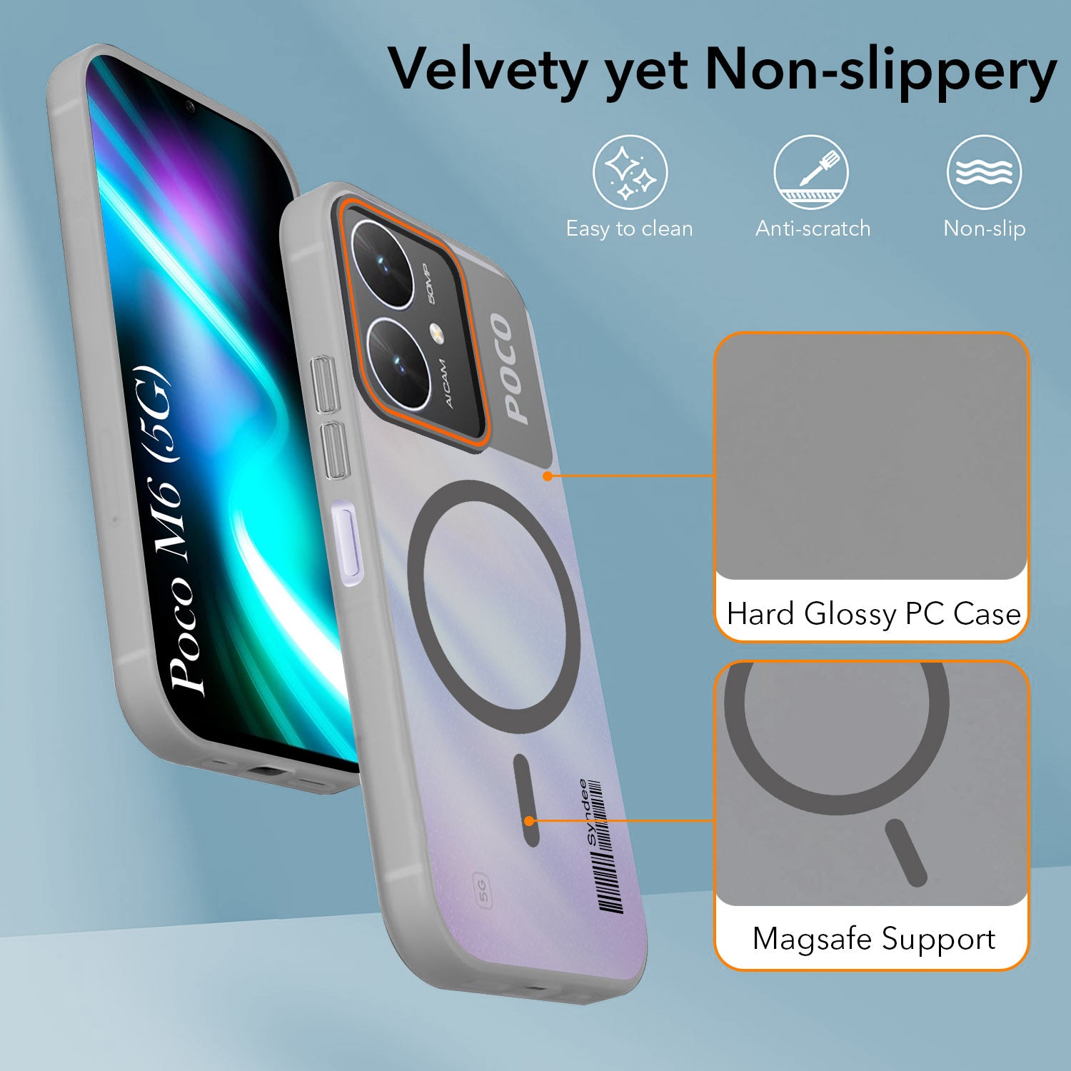 For Poco M6 5G Back Cover Case (Soft Touch | Camera Bump Protection | MagSafe Compatible | Matte Finish)