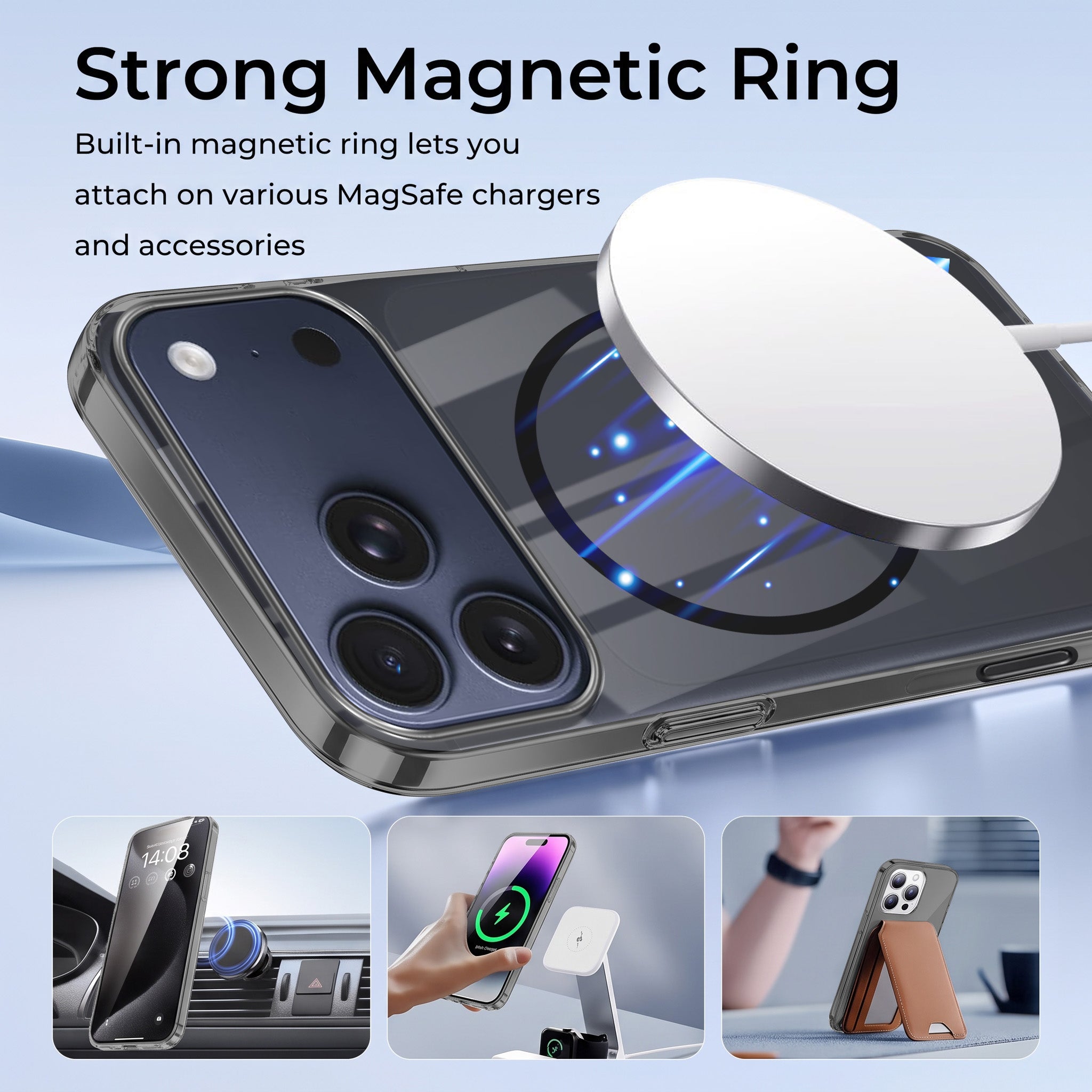 For Apple iPhone 17 Pro Back Case Cover Crystal Anti Yellow (Unbreakable PC | MagSafe Wireless Charging Support |Camera Protection Bump)