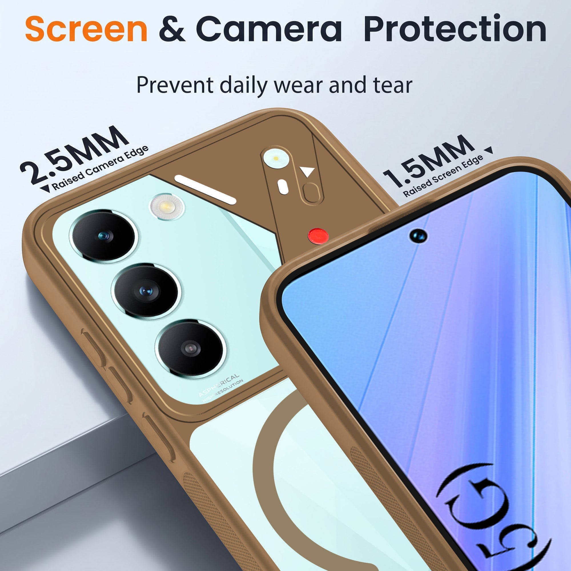 For Vivo T3 5G Back Cover Case Lifetime Anti-Yellow Clear (Camera Protection | Side Grip | Wireless MagSafe Compatible)