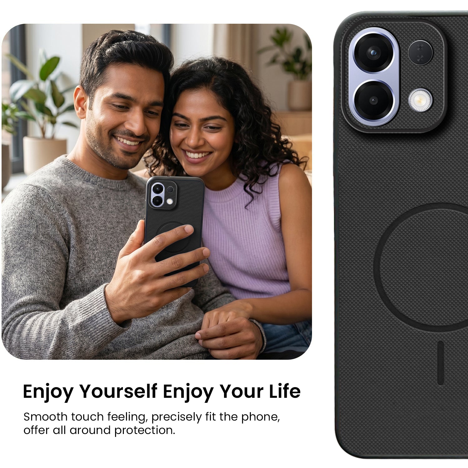 For Oppo K13 Back Cover Case PU Leather (Texture Grip Design | Professional Minimalist | Camera Protection | Soft and Flexible)