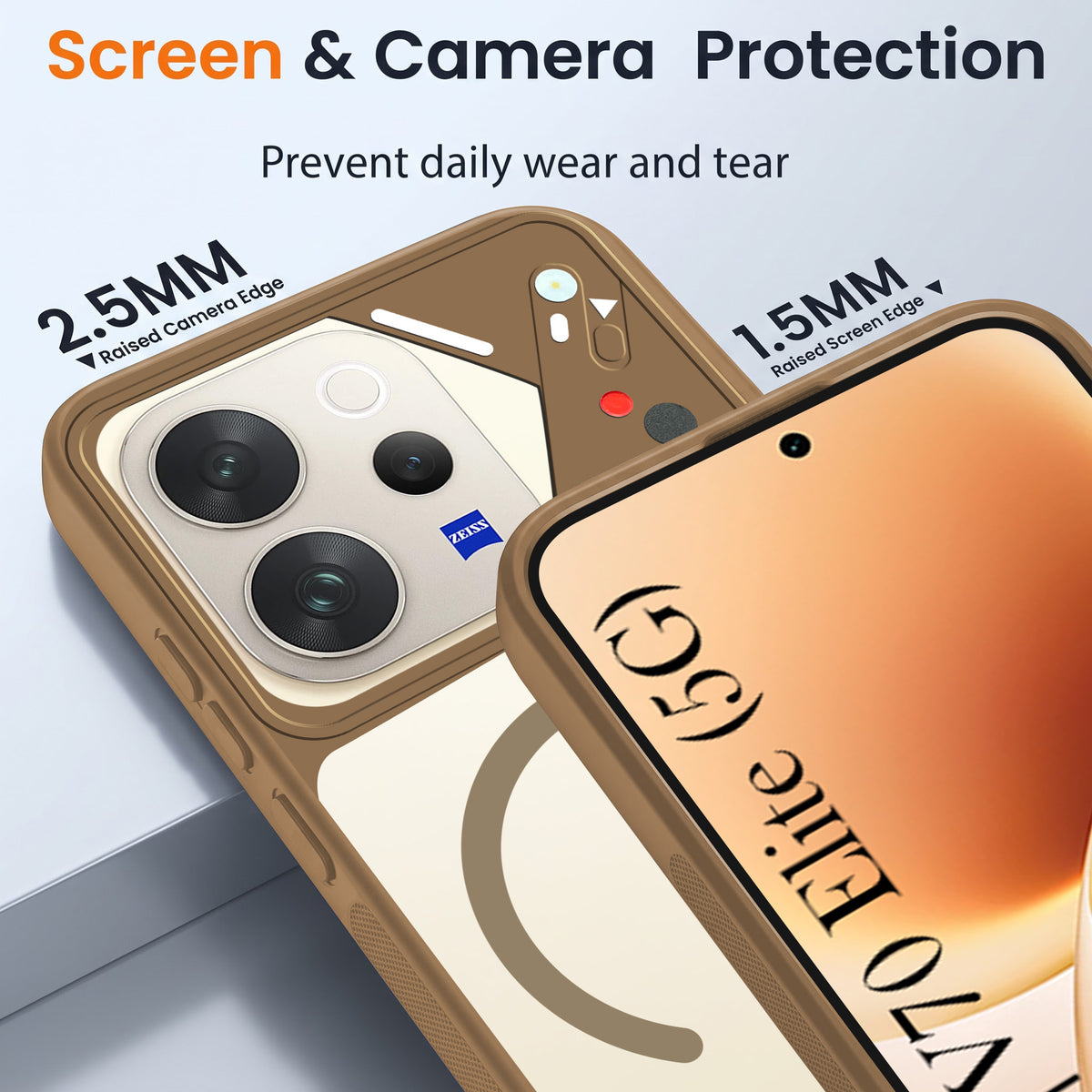 For Vivo V70 | Vivo V70 Elite 5G Back Cover Case Lifetime Anti-Yellow Clear (Camera Protection | Side Grip | Wireless MagSafe Compatible)