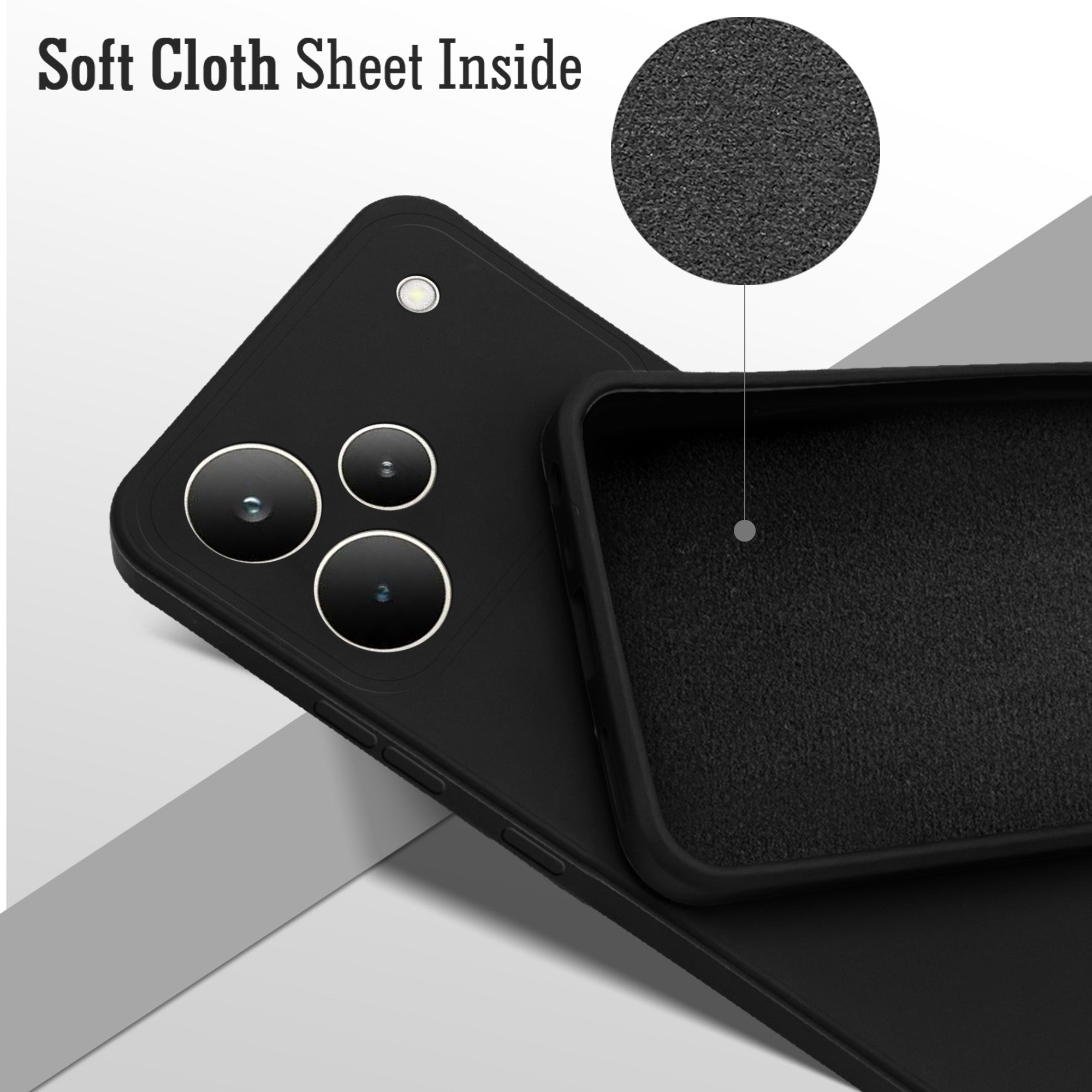 For Realme P4 Pro Back Cover Case (Matte Finish Silicone with Inside Fiber Cloth)