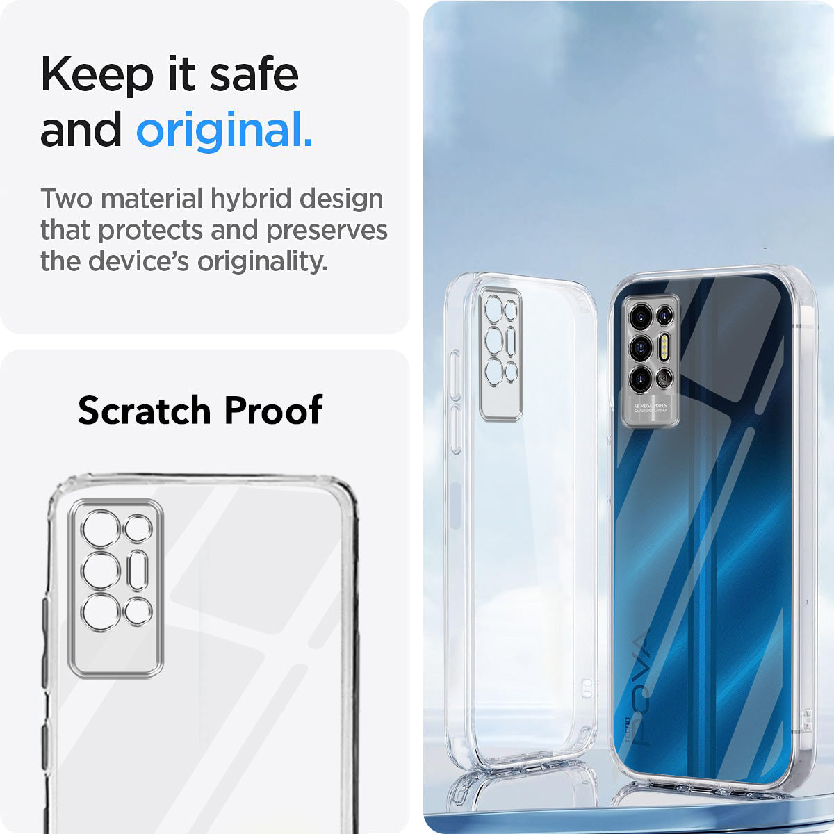 For Tecno Pova 2 Back Cover Case Silicone (Clear Shockproof Case with Camera Protection | Soft and Flexible | Transparent)