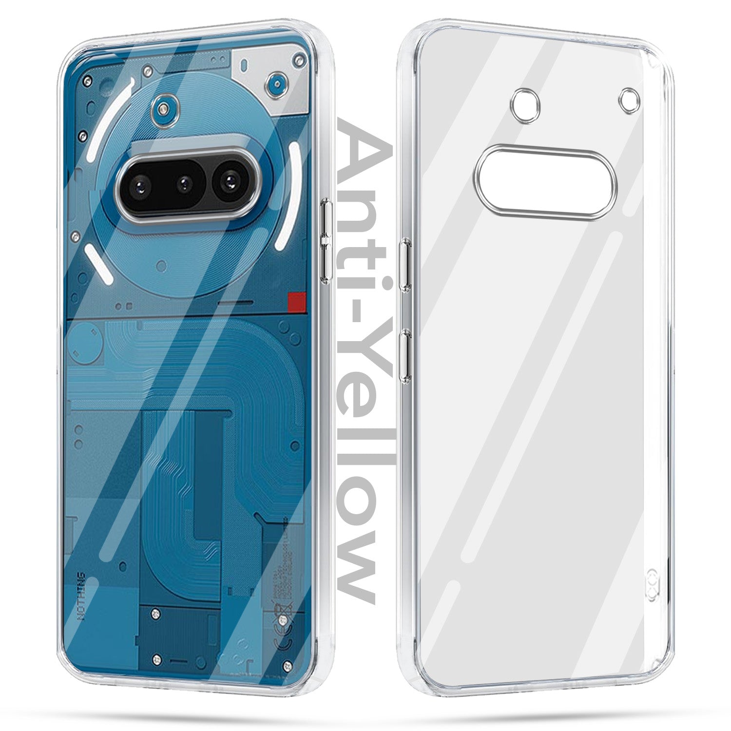 For Nothing Phone 3A Combo with Back Cover and 9H Tempered Glass (Lifetime Anti-Yellow | Sleek Hard Crystal | Oleophobic Coating Screen Glass)