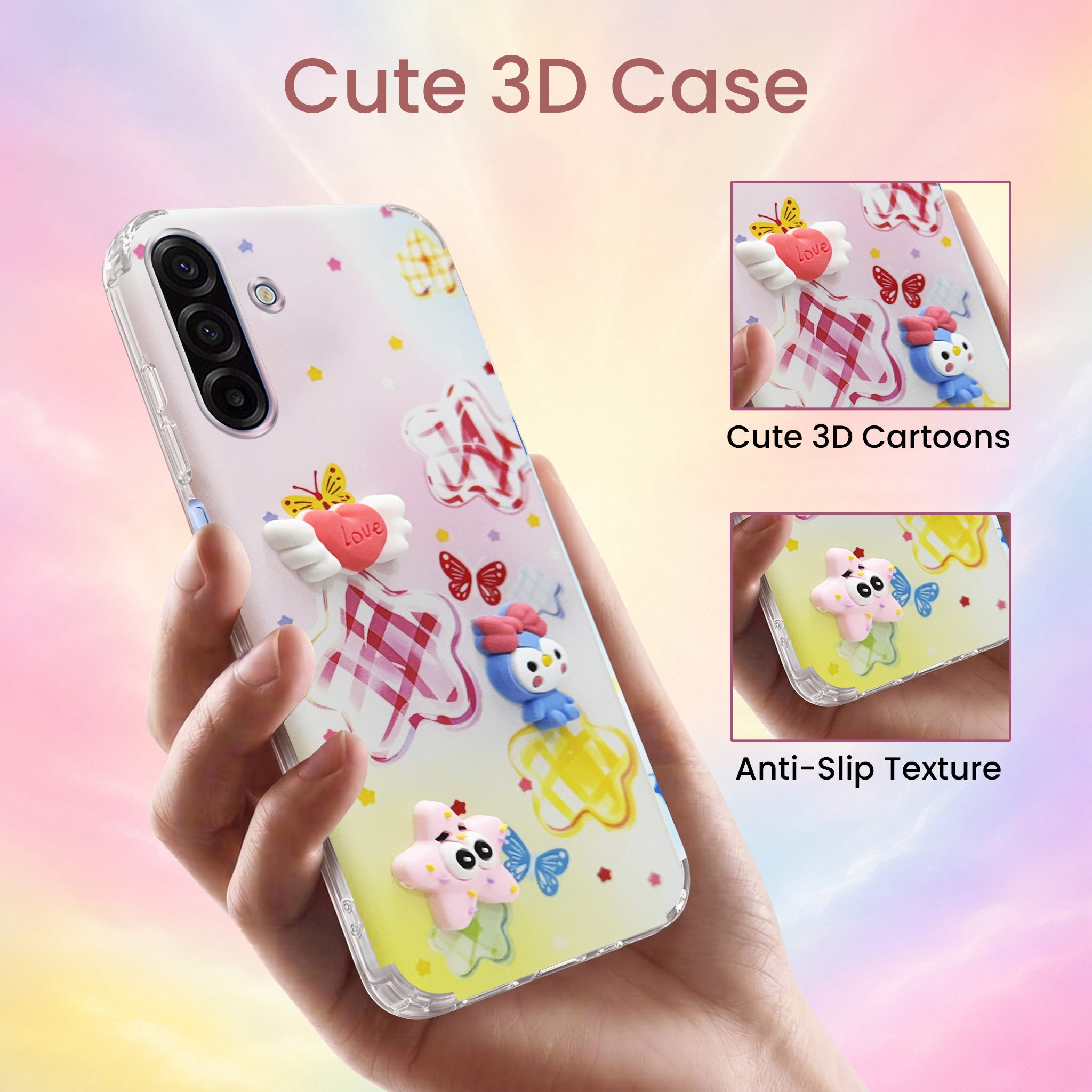 For Samsung Galaxy A17 | Samsung F17 | Samsung M17 5G Back Cover Case (3D Cute Cartoons | Hard Back Side Soft | Matte Premium Finish | HD Printing)