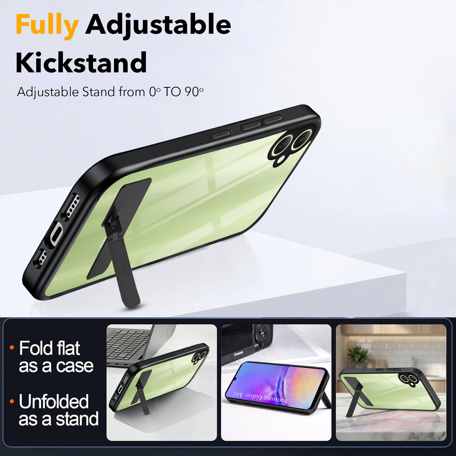 For Samsung Galaxy A05 Back Cover Case (Built-in Stand | Lifetime Anti Yellow | Kickstand Shockproof | Camera Protection | MagSafe Compatible)