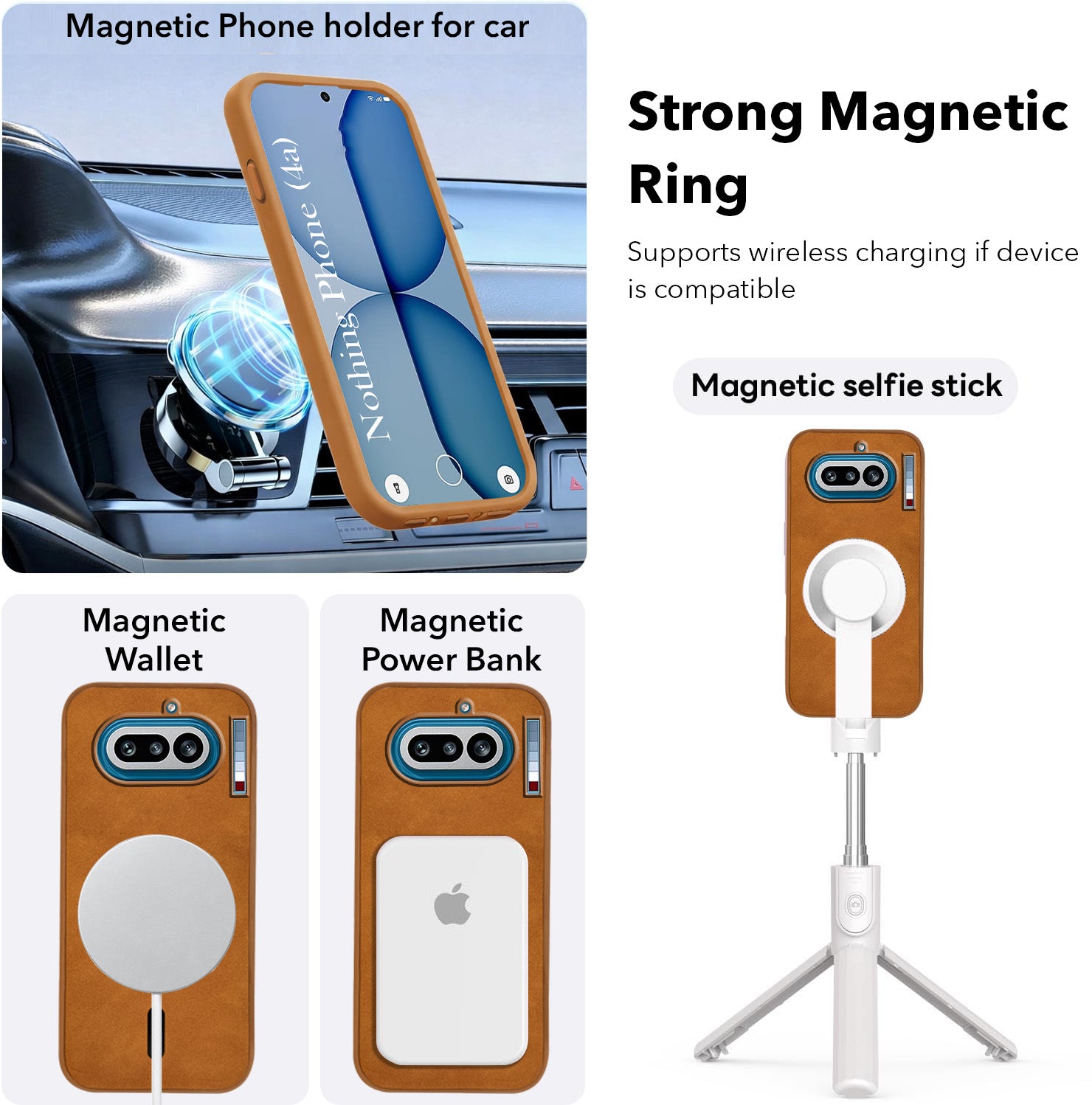 For Nothing Phone 4A 5G Back Cover Case Leather Finish (MagSafe Compatible Wireless Charging | Soft Touch | Camera Bump Protection)