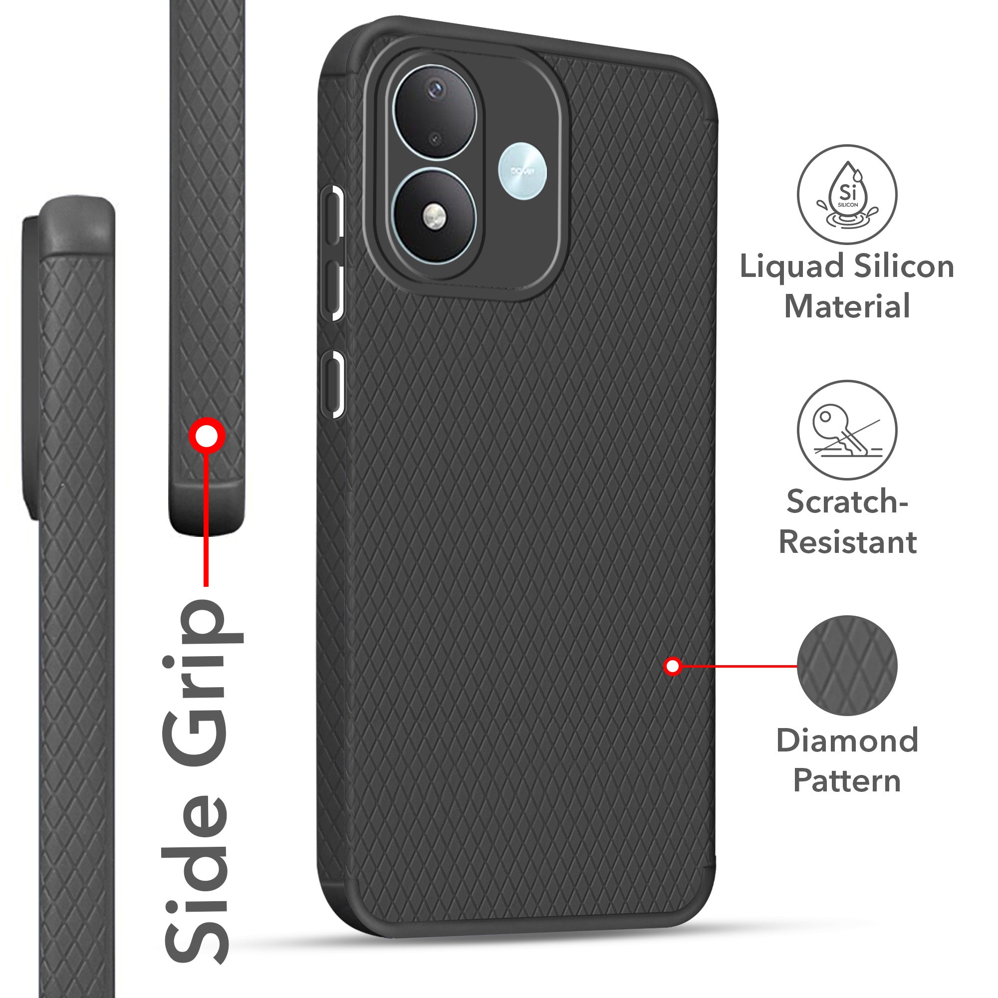 For Redmi Note 17 5G Back Cover Case Liquid Silicone (Camera Protection | Side Grip Texture | Soft and Flexible)