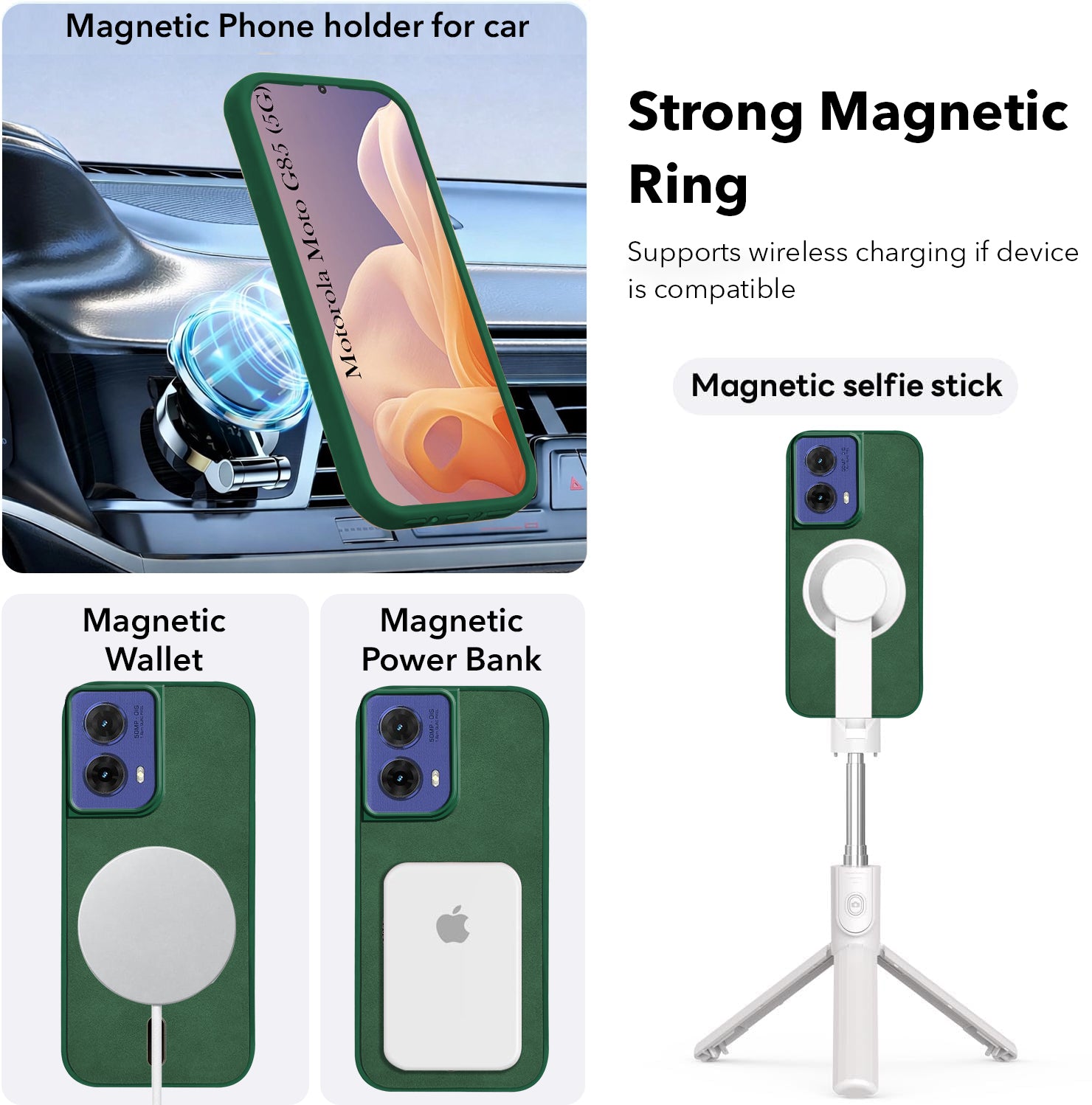For Motorola Moto G85 5G Back Cover Case Leather Finish (MagSafe Compatible Wireless Charging | Soft Touch | Camera Bump Protection)