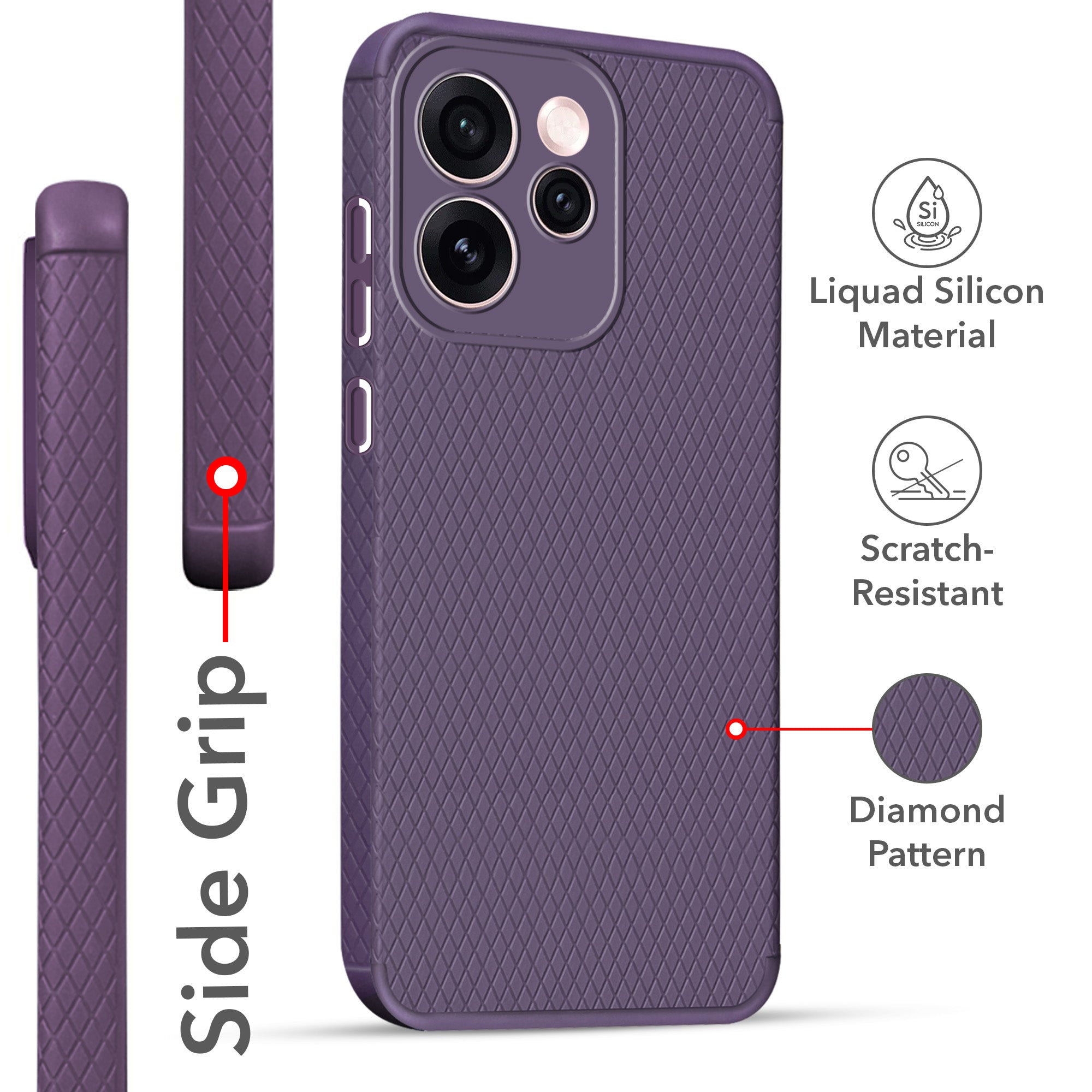 For Oppo Reno15 Pro Mini 5G | Oppo Reno 15 Pro Mini 5G Back Cover Case  Jkobi Liquid Silicone (Camera Protection | Side Grip Texture | Soft and Flexible)