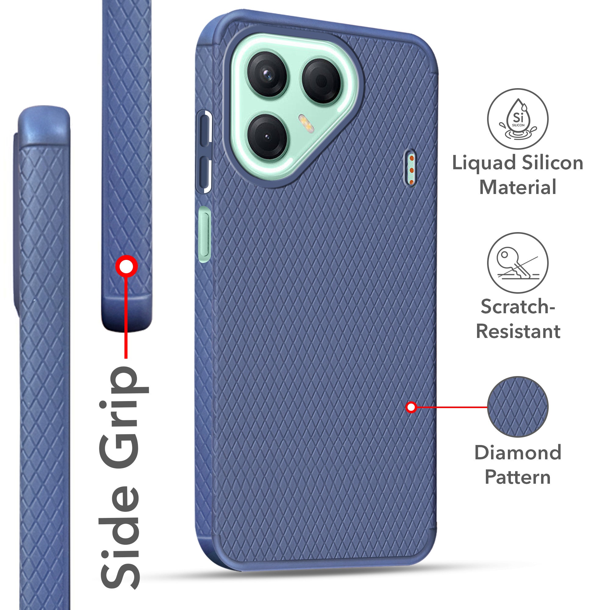 For Tecno Pova 7 5G Back Cover Case (Liquid Silicone | Side Grip | Camera Protection)