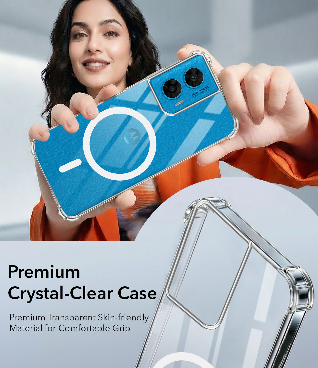 For Motorola Moto G96 Back Cover Shockproof Crystal-Clear (Magsafe Wireless Support | Drop & Camera Protection | Hard Polycarbonate)