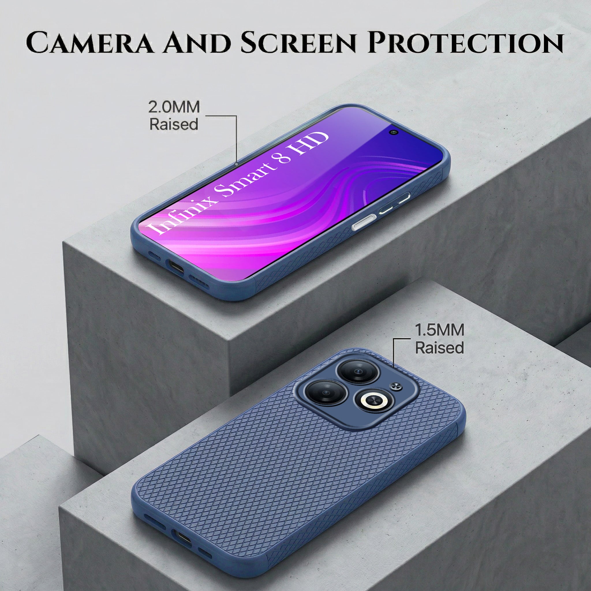 For Infinix Smart 8 HD Combo with Back Cover and 9H Tempered Glass (Liquid Silicone | Camera Protection | Oleophobic Coating Screen Glass)