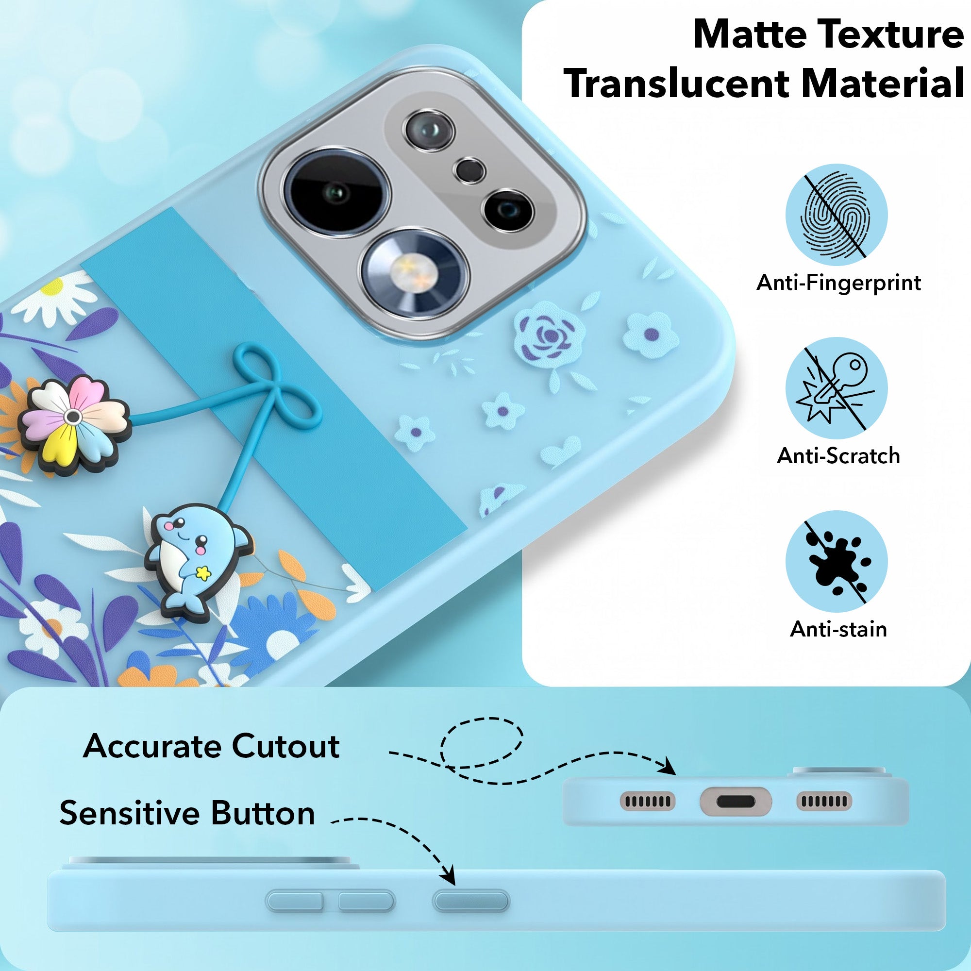 For Realme 16 Pro Back Cover Case (3D Cute Cartoons | Hard Back Side Soft | Matte Premium Finish | HD Printing)