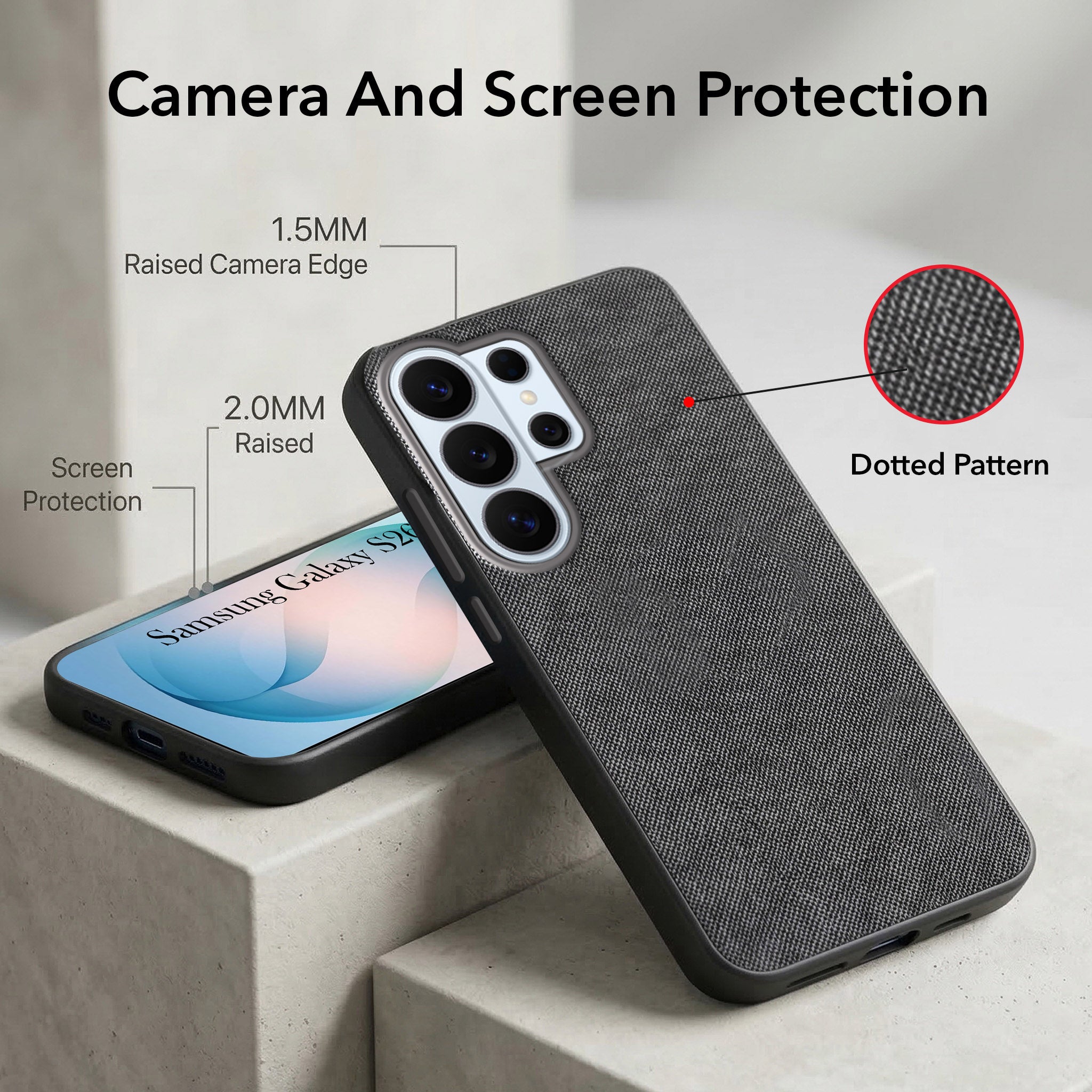 For Samsung Galaxy S26 Ultra Combo with Back Cover and 9H Tempered Glass (Textured Grip Design | Micro-Fiber Cloth Inside | Oleophobic Coating Screen Glass)