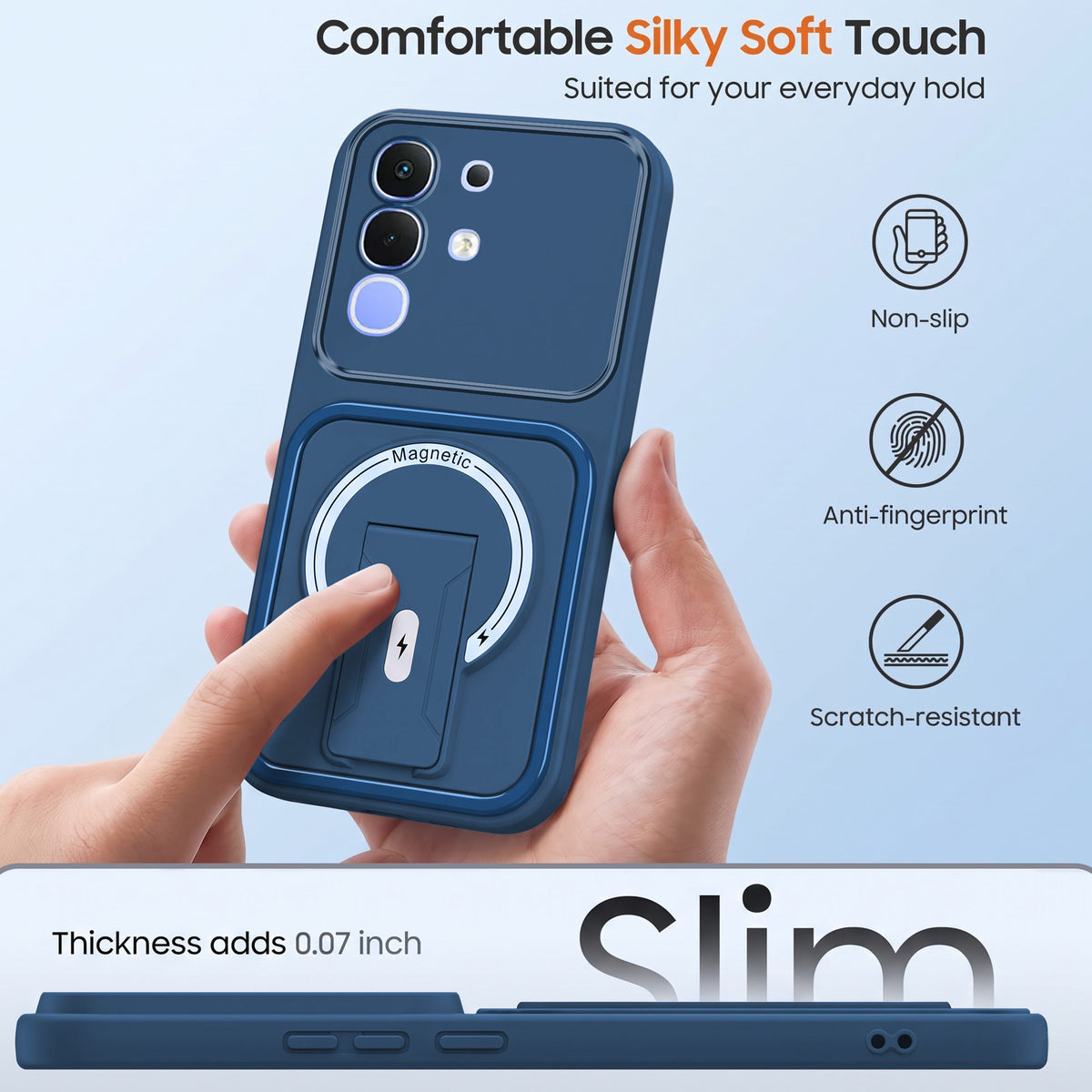 For Vivo iQOO Z10x Back Case Cover Metallic (Hybrid Armor Kickstand | MagSafe Compatible | Camera Protection Shockproof)