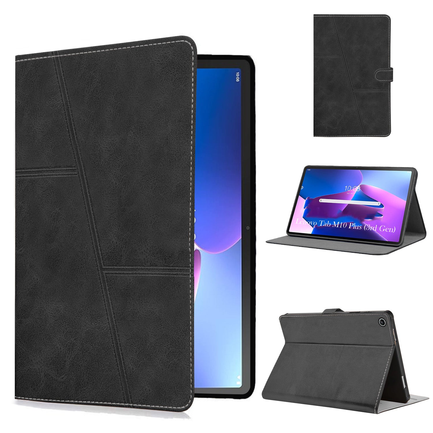 For Flip Cover Folio Case Lenovo Tab M10 Plus (3rd Gen) 12 Inch (PU Leather | Multi-Angle Smart Stand | Card Storage Slots | Silicone Back Pouch)
