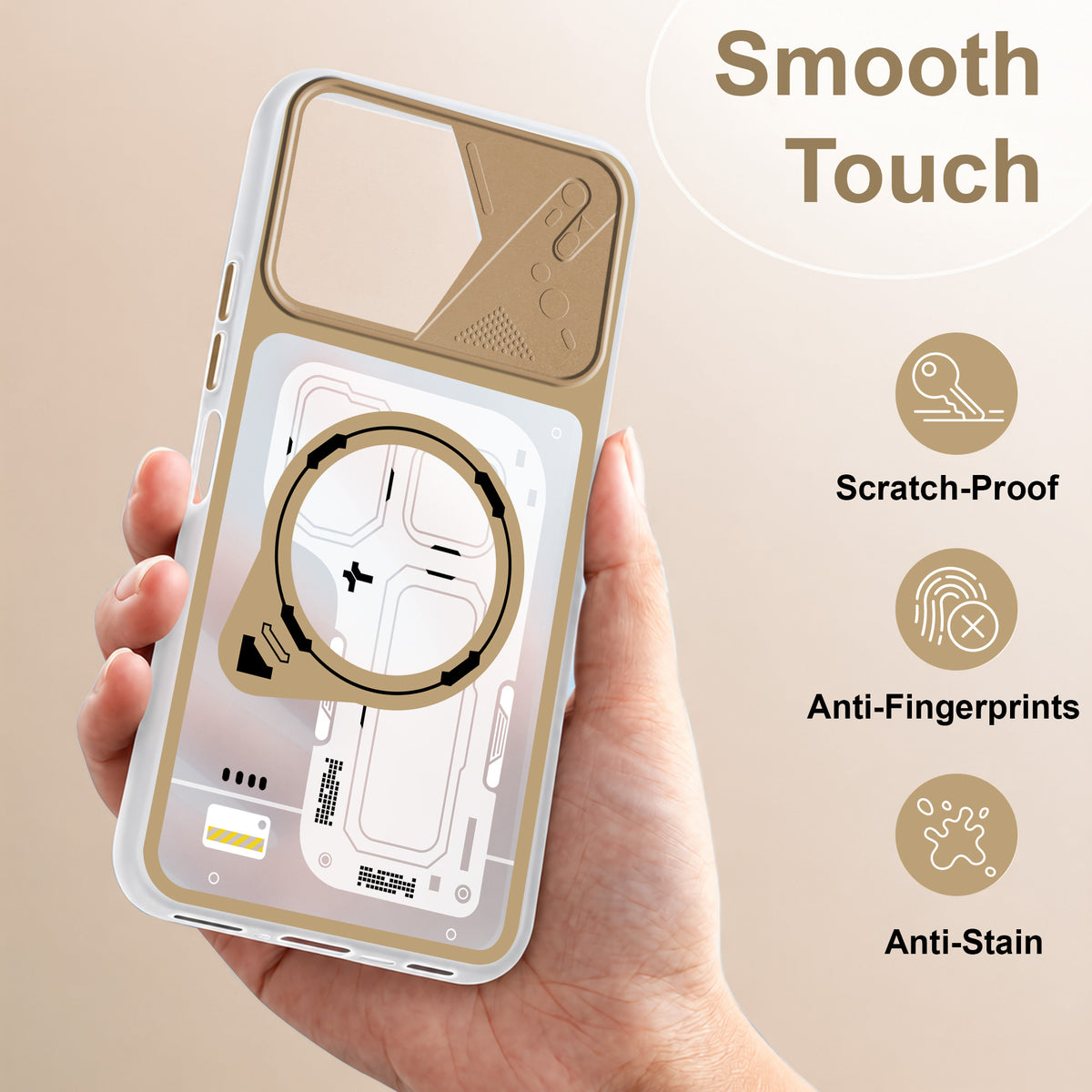 For Vivo Y31T 5G Metallic Back Cover Case (Metallic Camera Protection & Buttons | Translucent Milky Shade | Hard Polycarbonate)