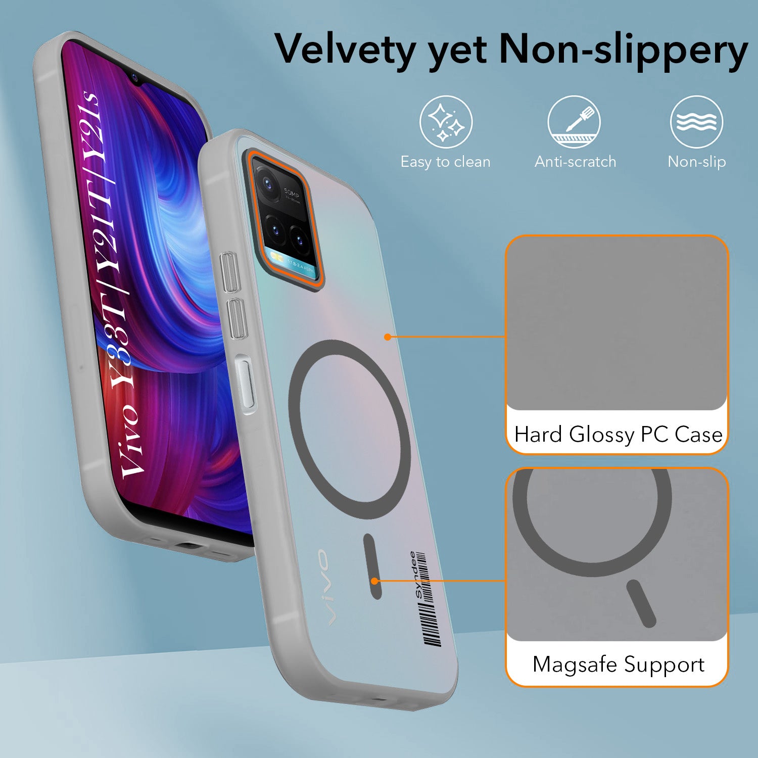 For Vivo Y33T | Vivo Y21T | Vivo Y21s Back Cover Case (Soft Touch | Camera Bump Protection | MagSafe Compatible | Matte Finish)