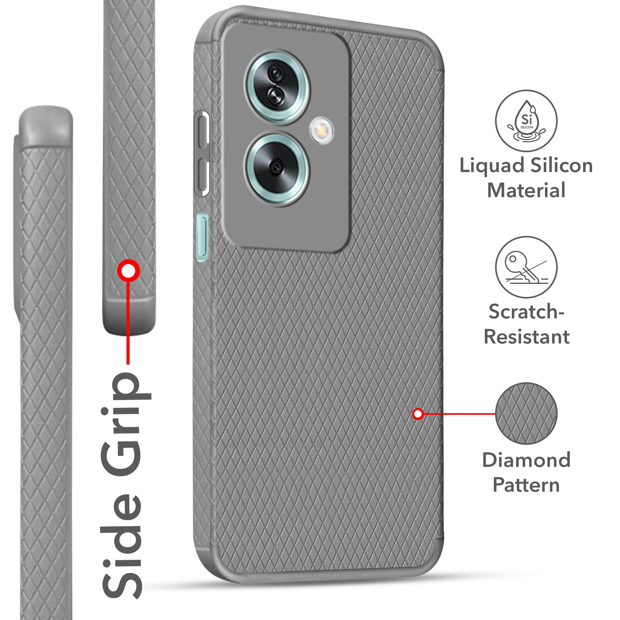 For Oppo A79 5G Back Cover Case (Liquid Silicone | Side Grip | Camera Protection)