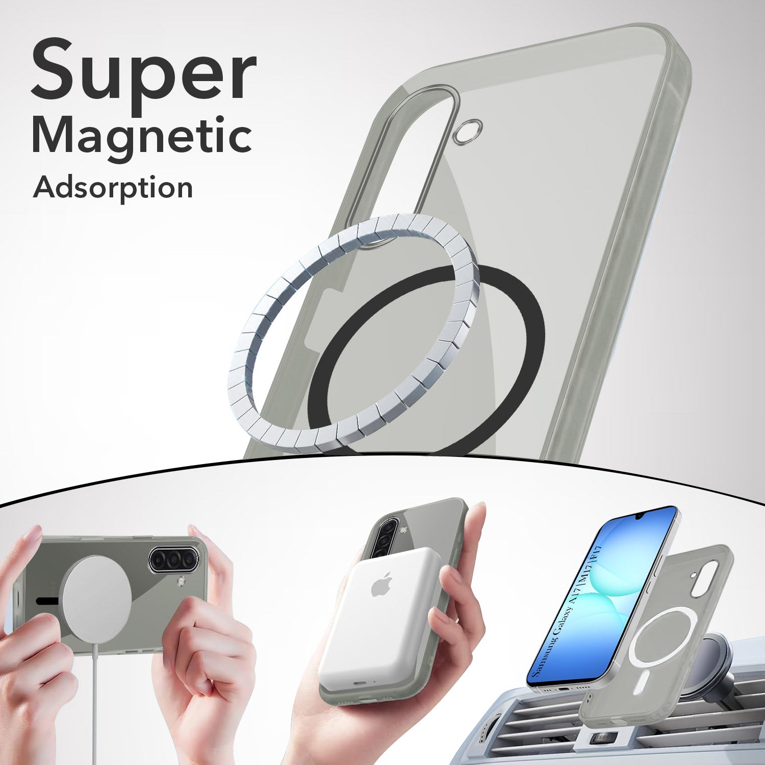 For Samsung Galaxy A17 | Samsung F17 | Samsung M17 5G Back Cover Case Lifetime Anti-Yellow MagSafe Compatible Clear (Sleek Hard Crystal | Shockproof and Camera Protection)