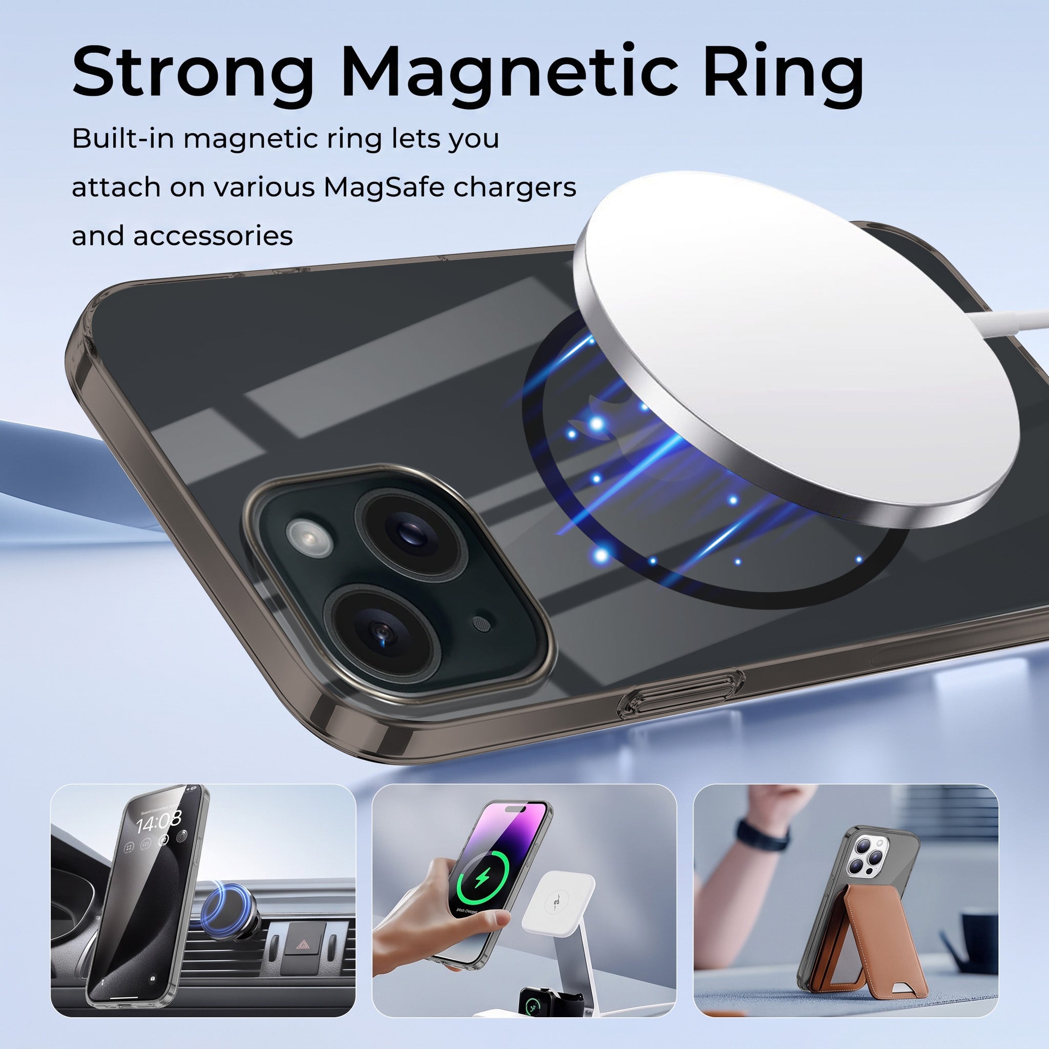 For Apple iPhone 15 Back Case Cover Crystal Anti Yellow (Unbreakable PC | MagSafe Wireless Charging Support |Camera Protection Bump)