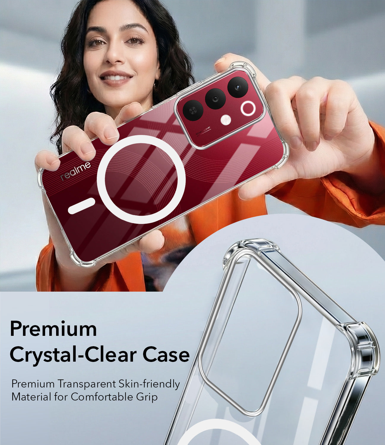For Realme 15X Back Cover Shockproof Crystal-Clear (Magsafe Wireless Support | Drop & Camera Protection | Hard Polycarbonate)