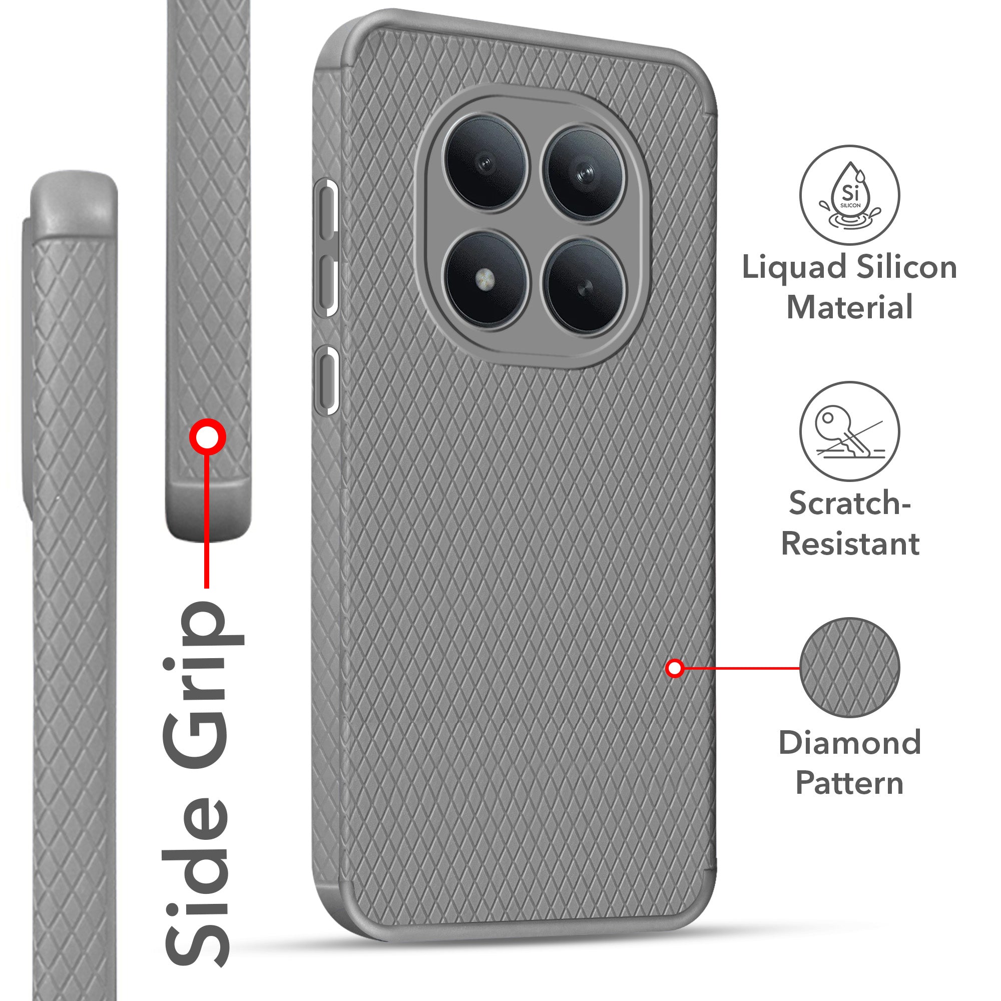 For Xiaomi Redmi Note 15 Pro Plus 5G Back Cover Case Liquid Silicone (Camera Protection | Side Grip Texture | Soft and Flexible)